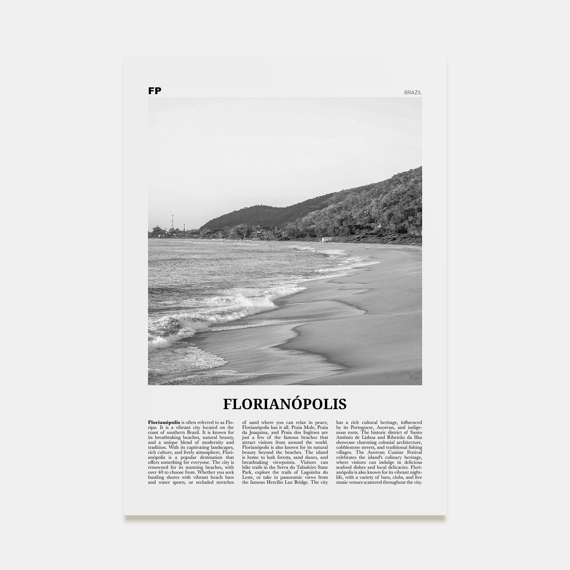 Florianópolis Travel B&W Poster