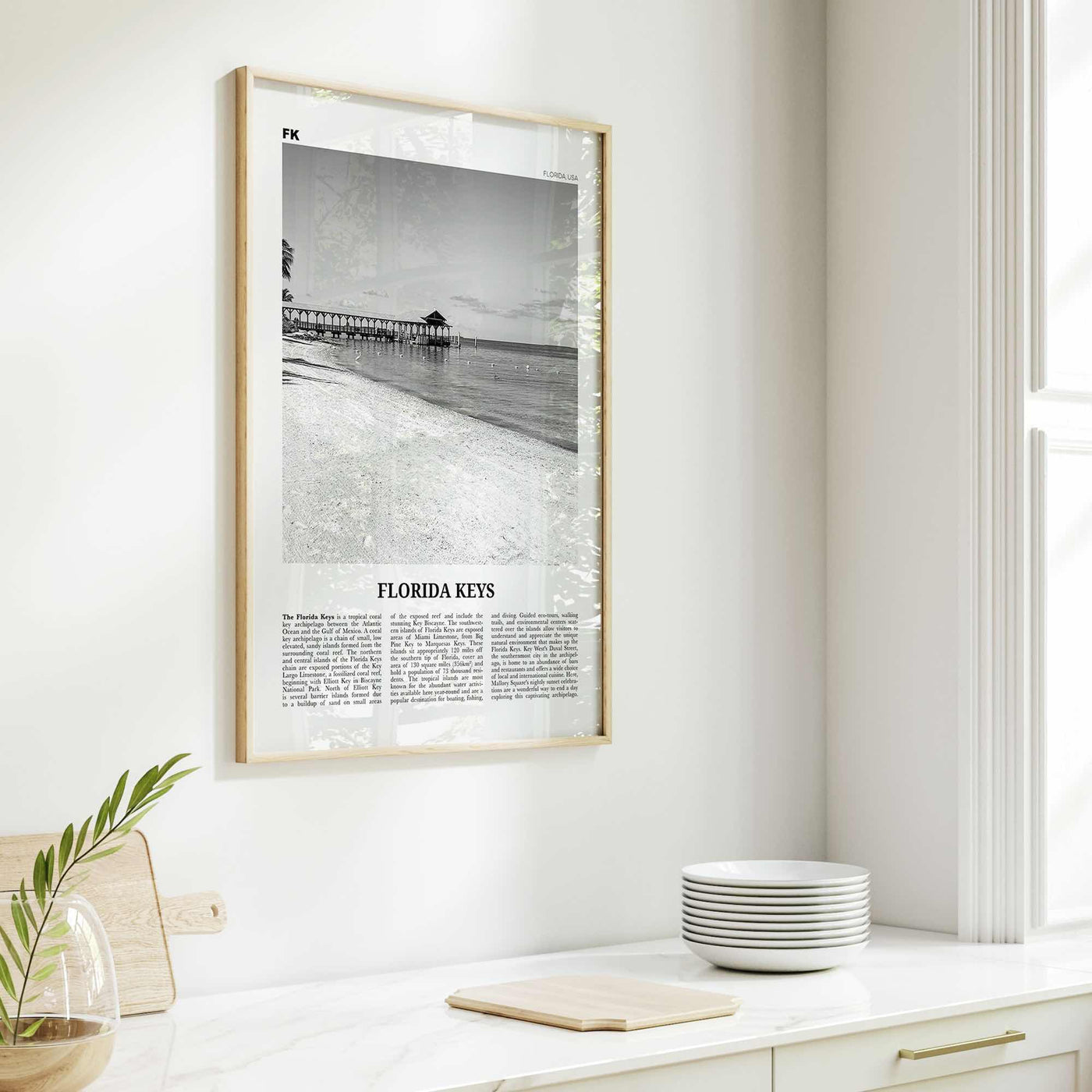 Florida Keys Print Black and White, Florida Keys Wall Art, Florida Keys Poster, Florida Keys Photo, Florida Keys Map, USA, United States