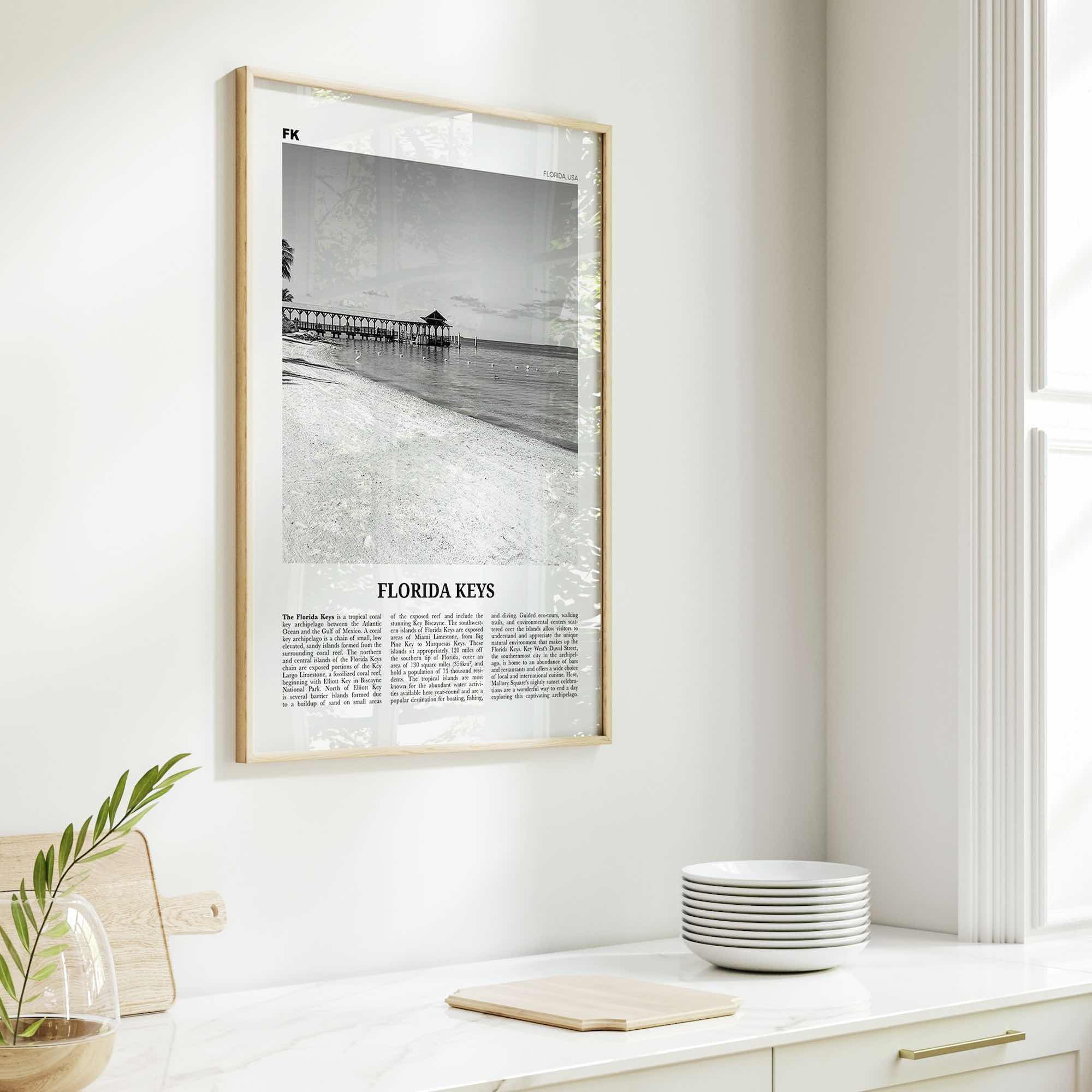 Florida Keys Print Black and White, Florida Keys Wall Art, Florida Keys Poster, Florida Keys Photo, Florida Keys Map, USA, United States