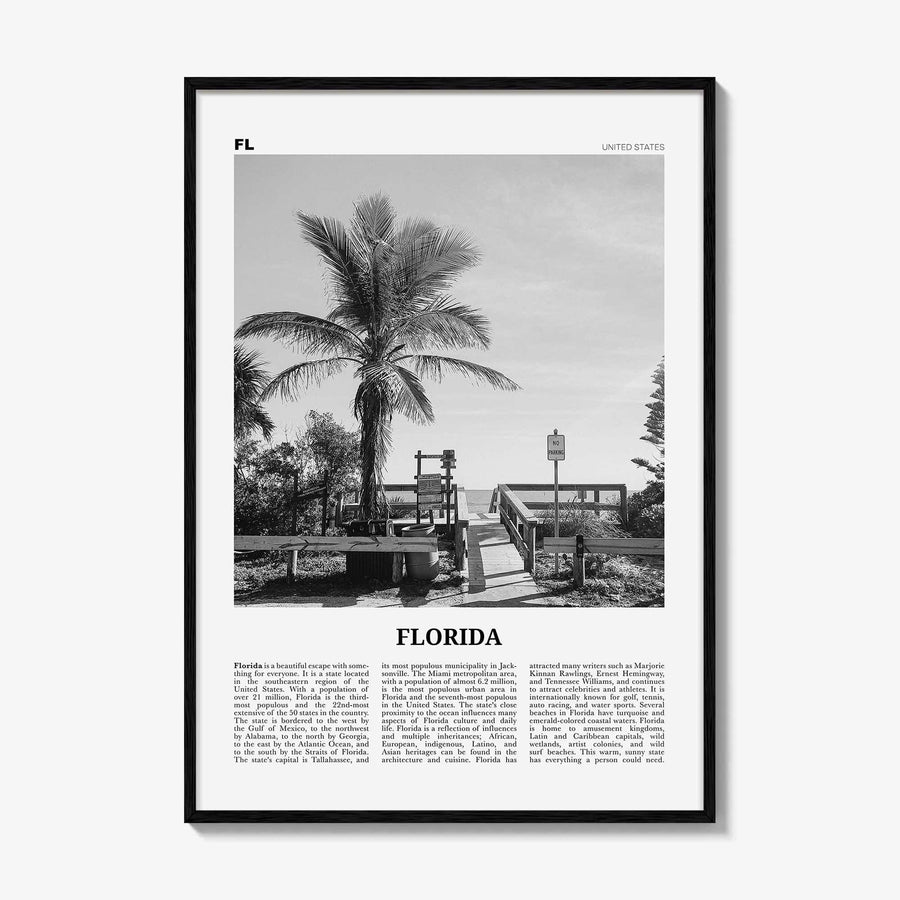 Florida Print Black and White No 1, Florida Wall Art, Florida Poster, Florida Photo, Florida Wall Decor, USA, United States, North America