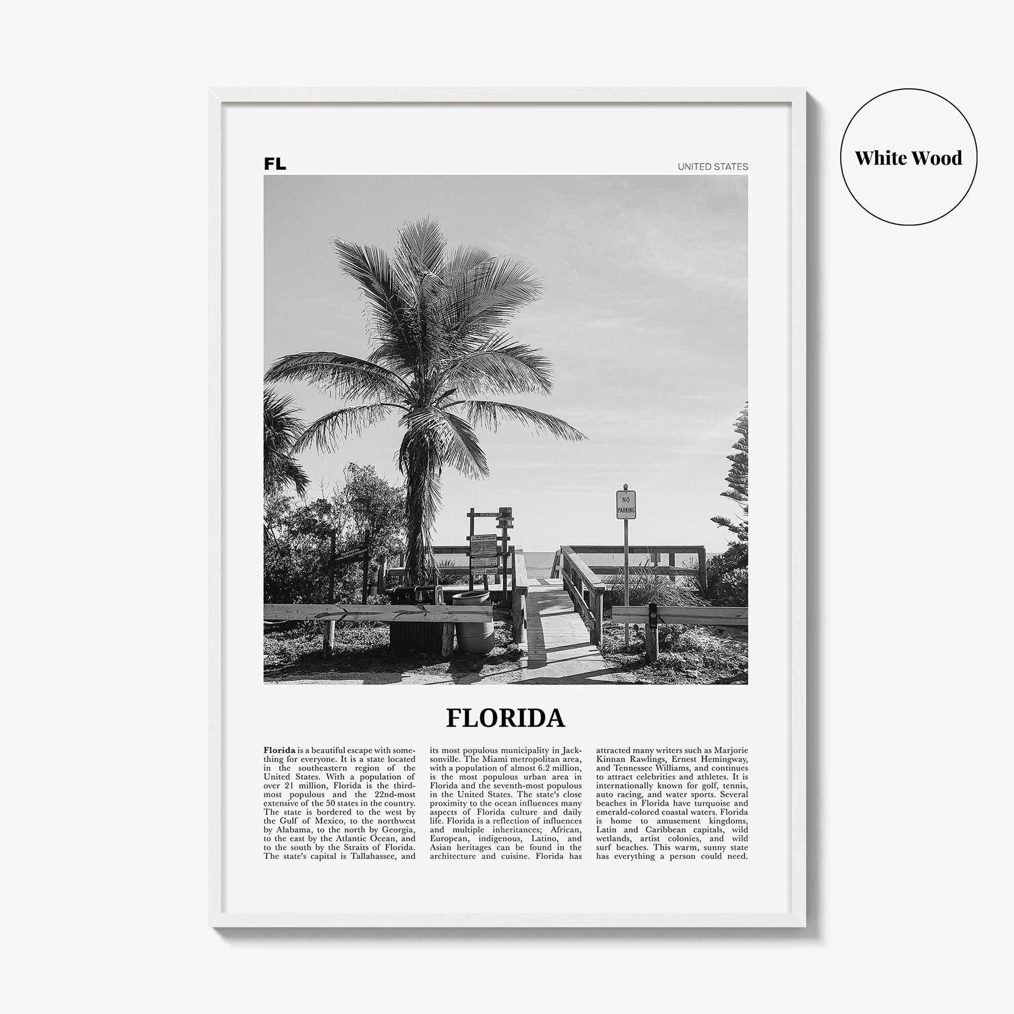 Florida Print Black and White No 1, Florida Wall Art, Florida Poster, Florida Photo, Florida Wall Decor, USA, United States, North America