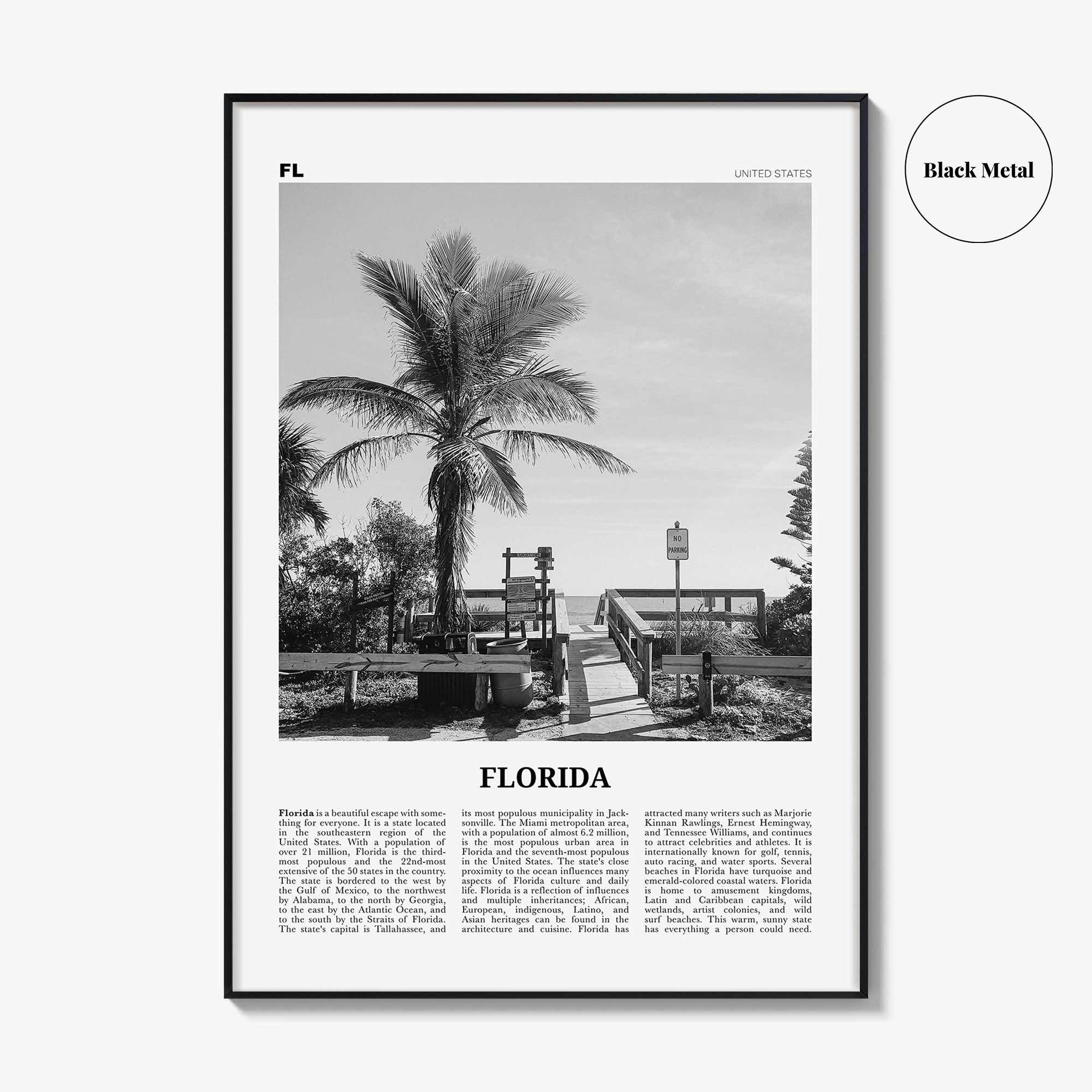 Florida Print Black and White No 1, Florida Wall Art, Florida Poster, Florida Photo, Florida Wall Decor, USA, United States, North America