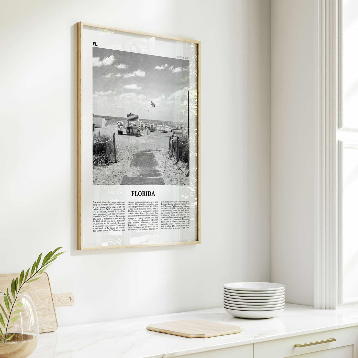 Florida Print Black and White No 2, Florida Wall Art, Florida Poster, Florida Photo, Florida Wall Decor, USA, United States, North America