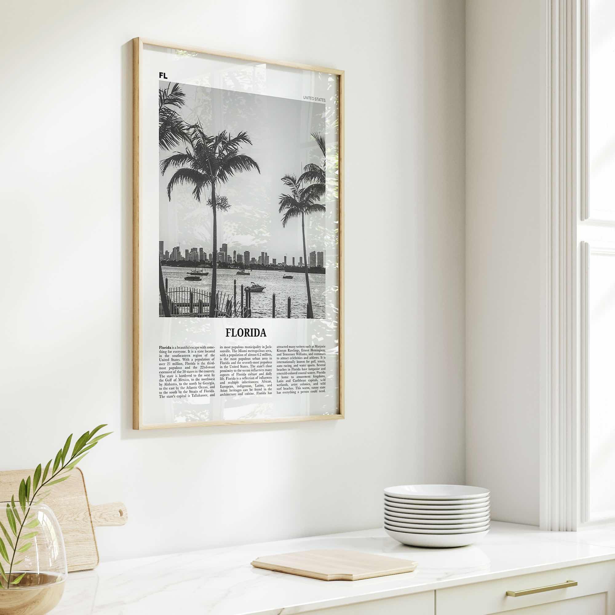 Florida Print Black and White No 3, Florida Wall Art, Florida Poster, Florida Photo, Florida Wall Decor, USA, United States