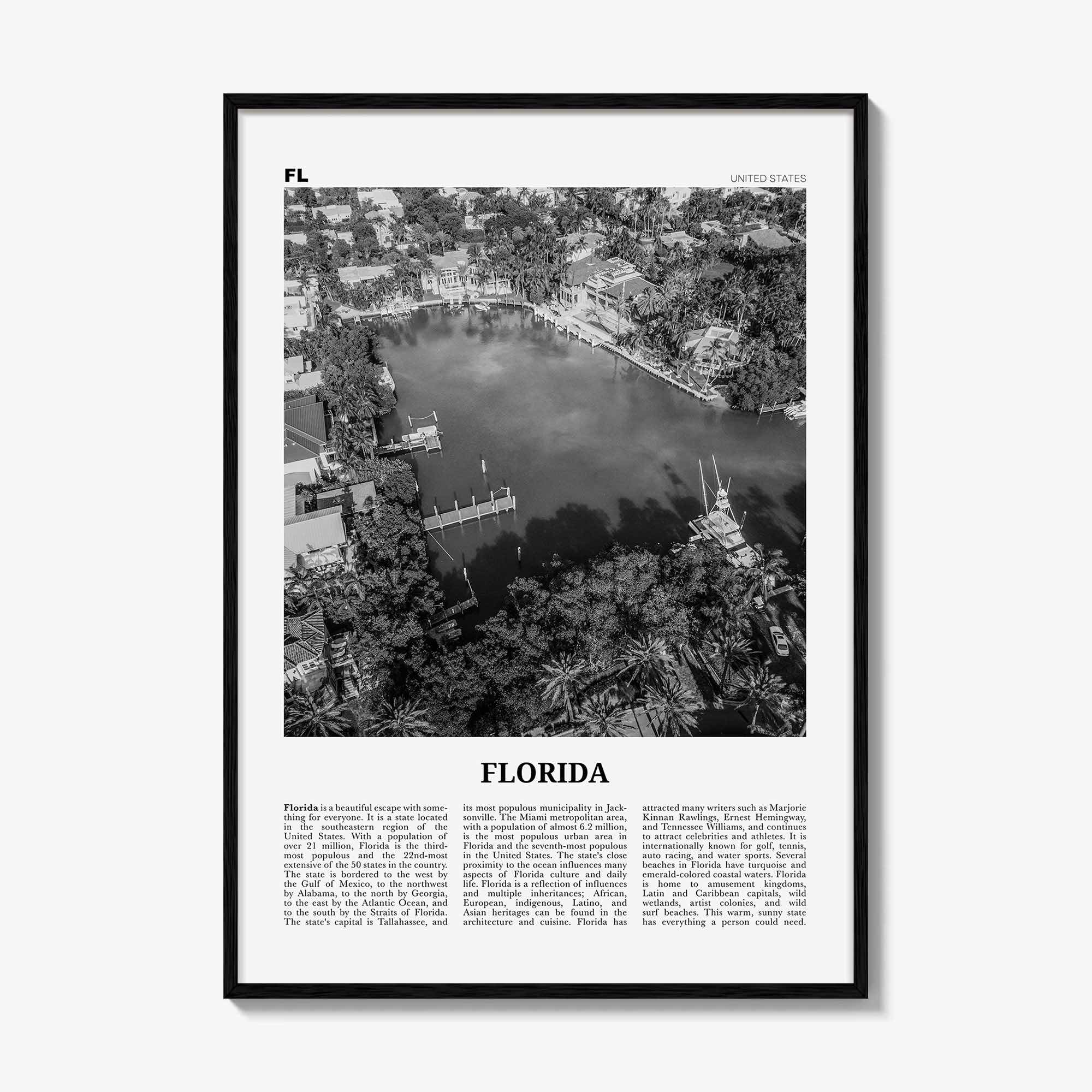 Florida Print Black and White No 4, Florida Wall Art, Florida Poster, Florida Photo, Florida Wall Decor, USA, United States, North America