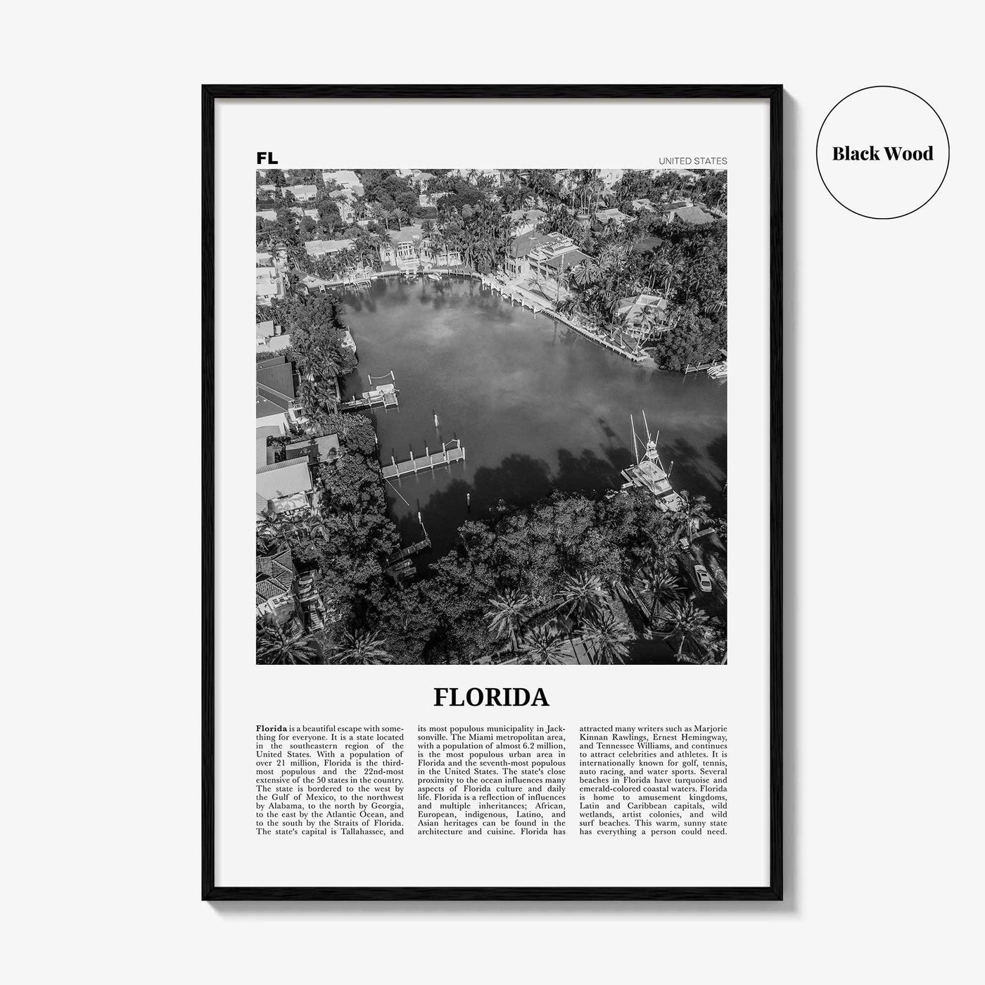 Florida Print Black and White No 4, Florida Wall Art, Florida Poster, Florida Photo, Florida Wall Decor, USA, United States, North America