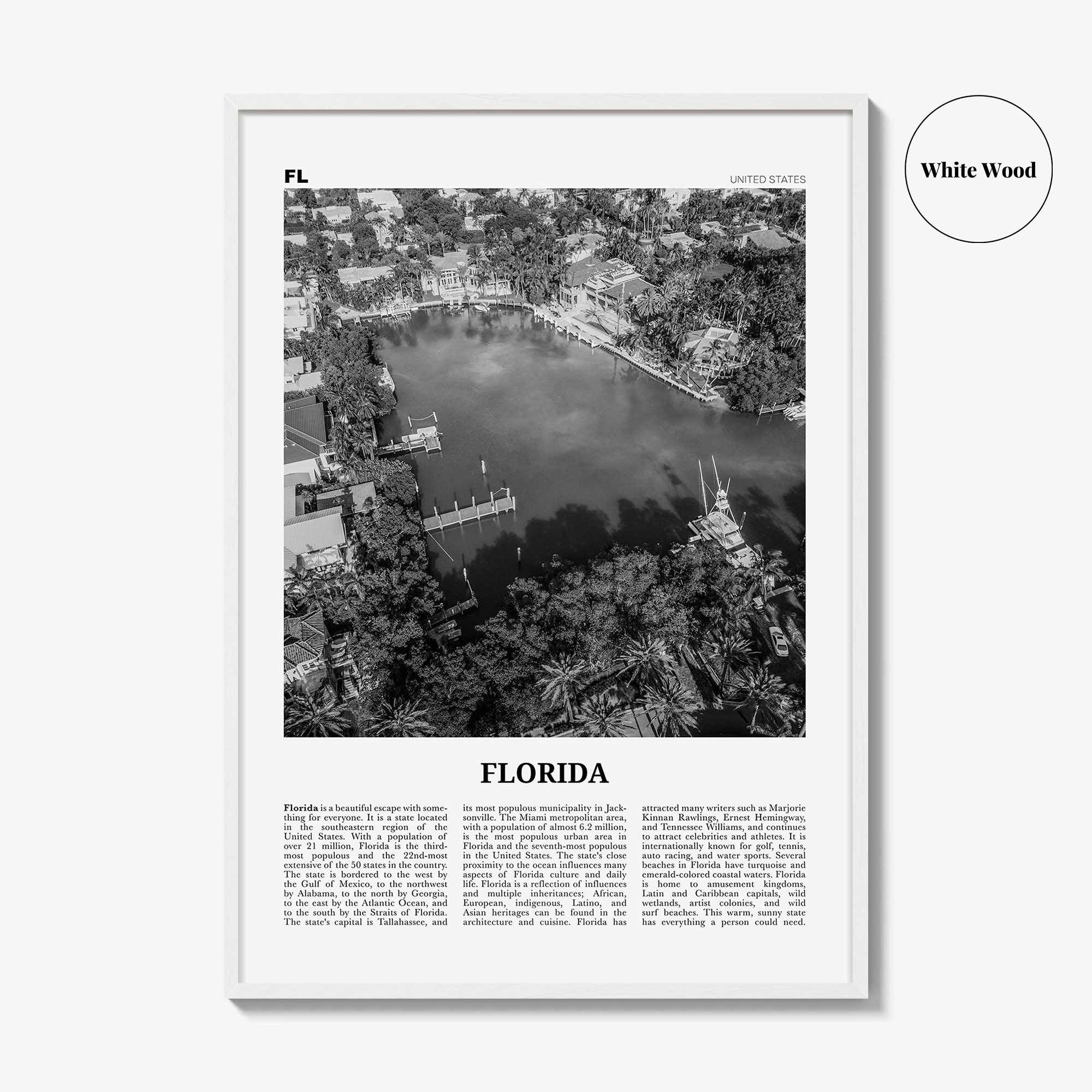 Florida Print Black and White No 4, Florida Wall Art, Florida Poster, Florida Photo, Florida Wall Decor, USA, United States, North America