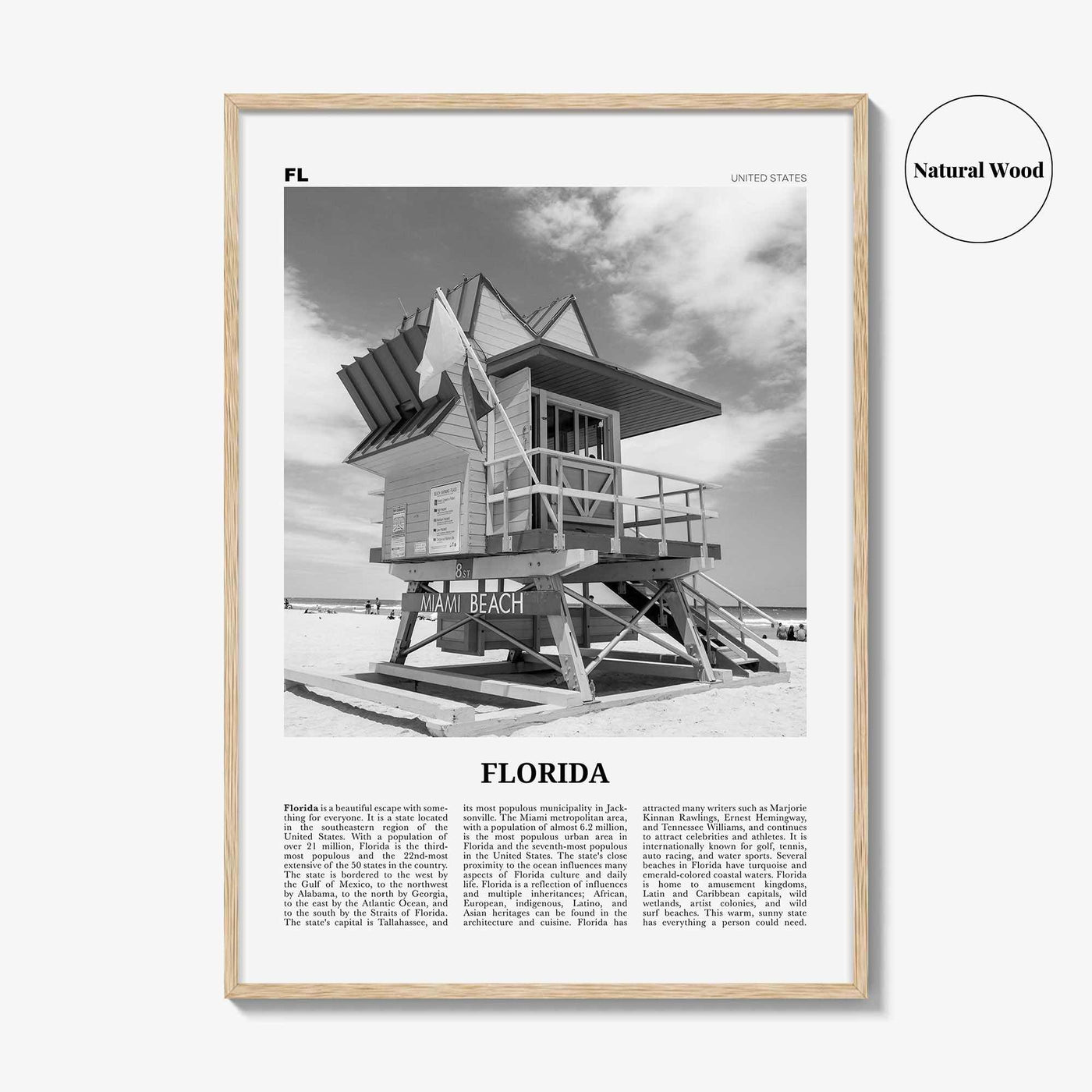 Florida Print Black and White No 5, Florida Wall Art, Florida Poster, Florida Photo, Florida Wall Decor, USA, United States