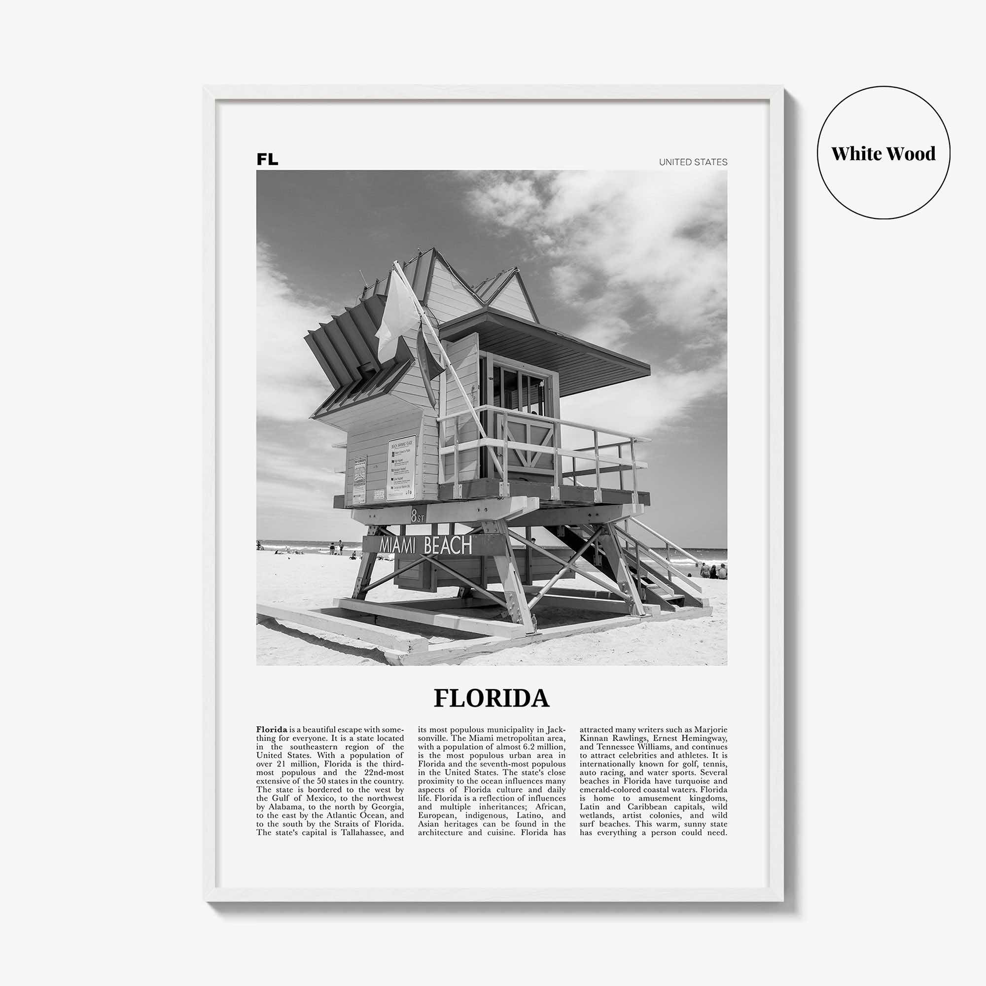 Florida Print Black and White No 5, Florida Wall Art, Florida Poster, Florida Photo, Florida Wall Decor, USA, United States