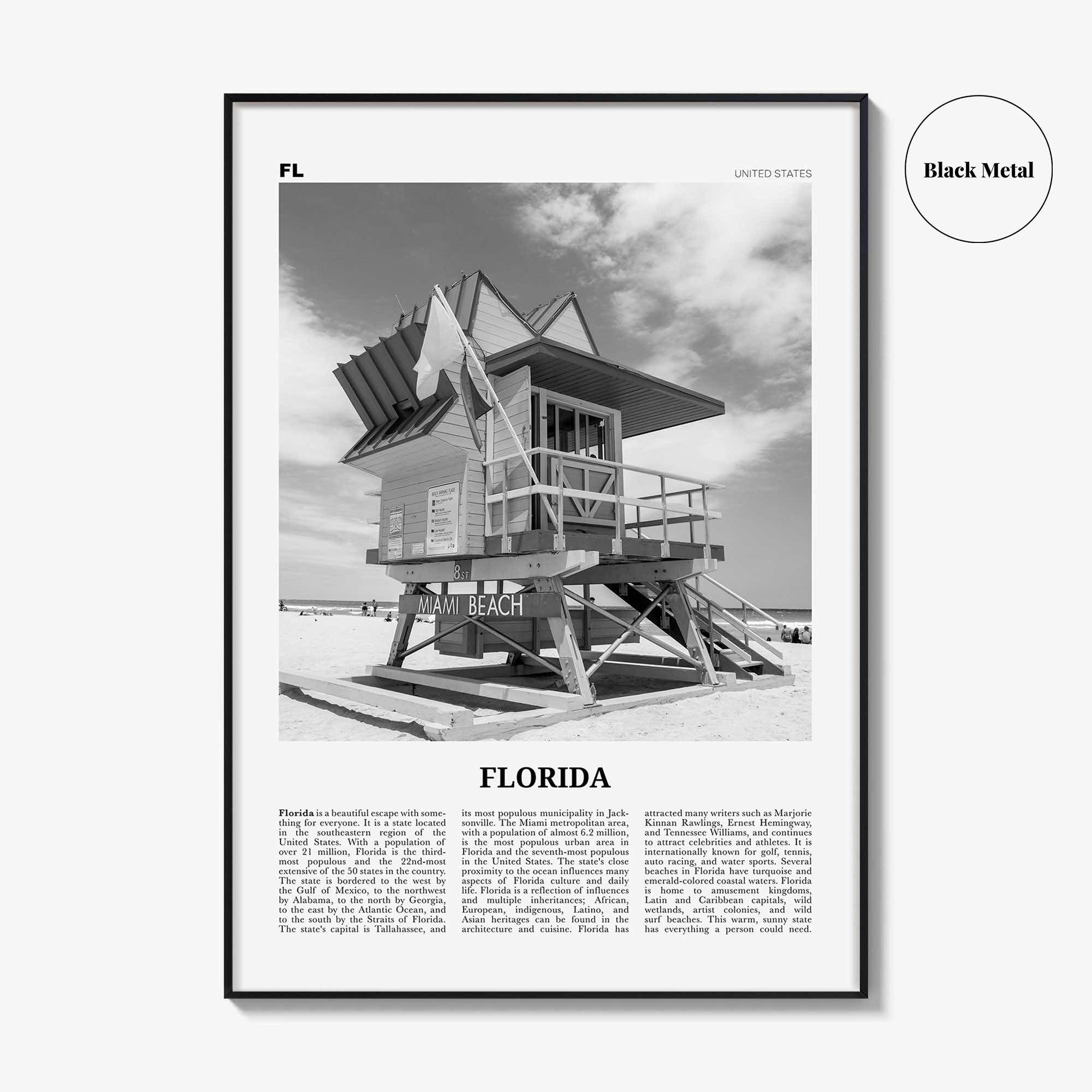 Florida Print Black and White No 5, Florida Wall Art, Florida Poster, Florida Photo, Florida Wall Decor, USA, United States