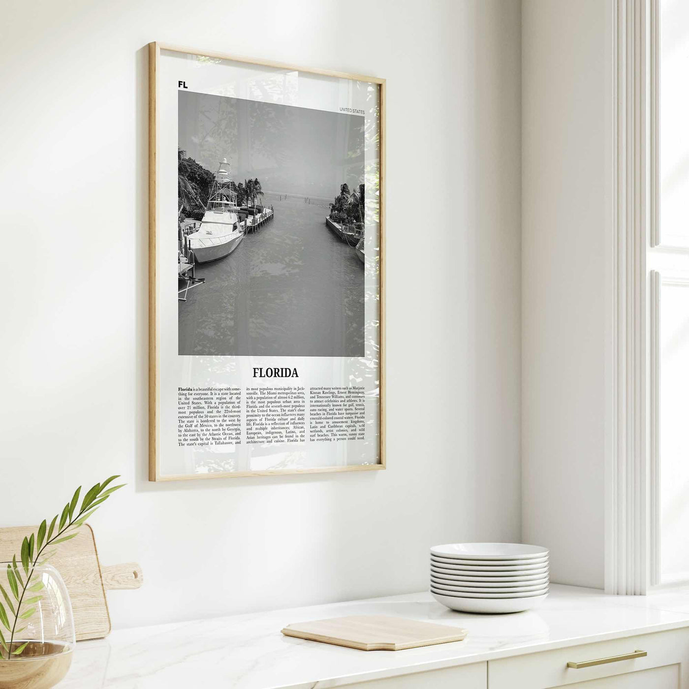 Florida Print Black and White No 6, Florida Wall Art, Florida Poster, Florida Photo, Florida Wall Décor, Florida Map, United States