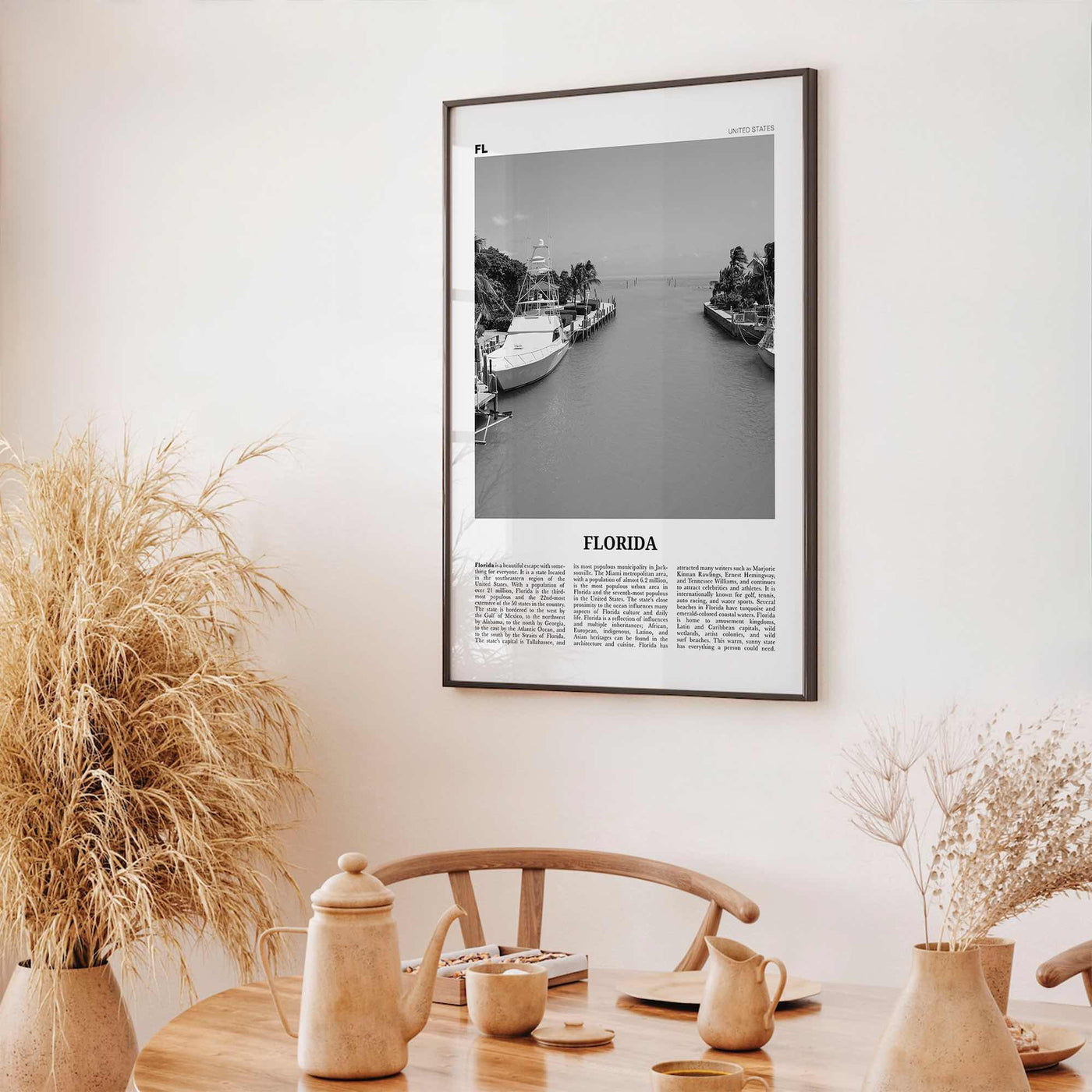 Florida Print Black and White No 6, Florida Wall Art, Florida Poster, Florida Photo, Florida Wall Décor, Florida Map, United States