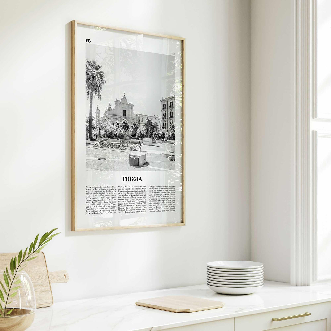 Foggia Print Black and White, Foggia Wall Art, Foggia Poster, Foggia Photo, Foggia Map, Foggia Wall Decor, Italy, Italia, Fògge, Apulia