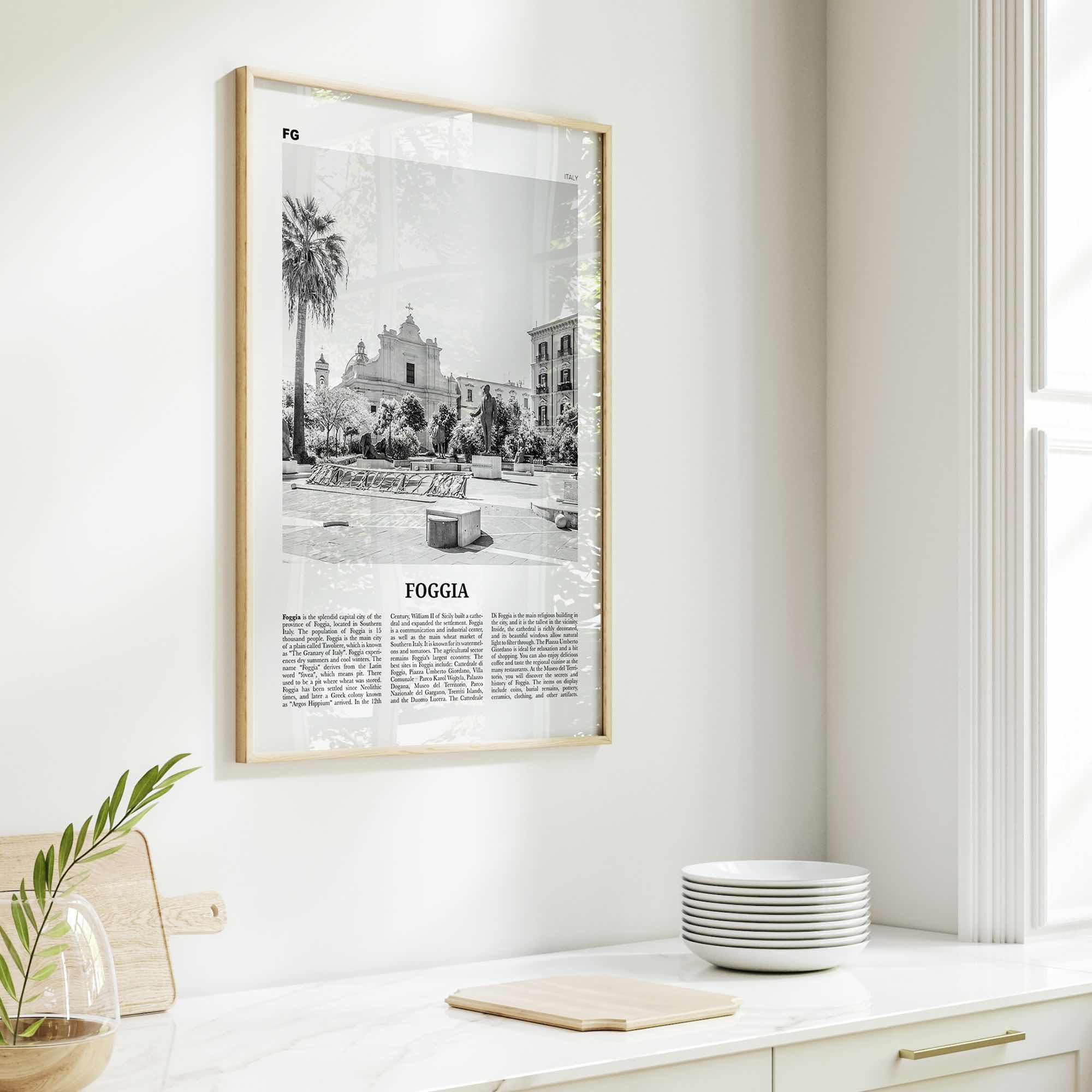 Foggia Print Black and White, Foggia Wall Art, Foggia Poster, Foggia Photo, Foggia Map, Foggia Wall Decor, Italy, Italia, Fògge, Apulia