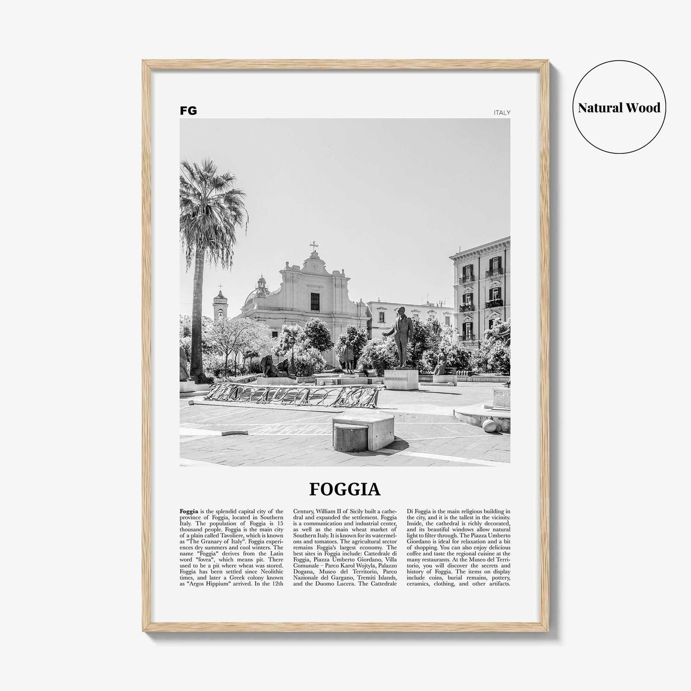 Foggia Print Black and White, Foggia Wall Art, Foggia Poster, Foggia Photo, Foggia Map, Foggia Wall Decor, Italy, Italia, Fògge, Apulia
