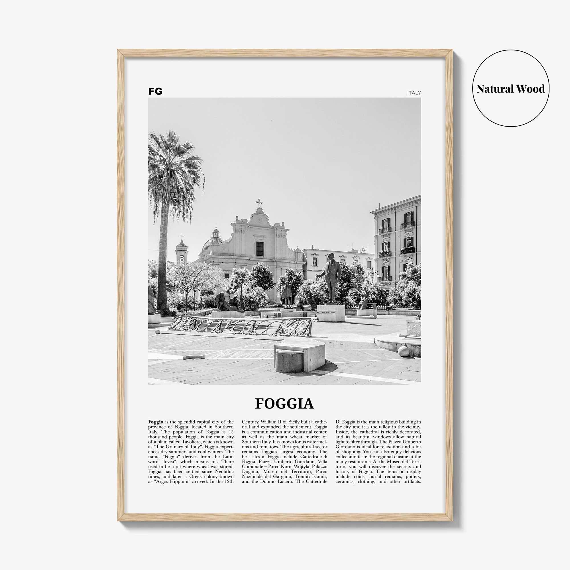 Foggia Print Black and White, Foggia Wall Art, Foggia Poster, Foggia Photo, Foggia Map, Foggia Wall Decor, Italy, Italia, Fògge, Apulia