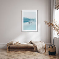 Foggy Lake Boat Photo Color Poster