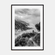 Foggy Lake Mountains Photo B&W No 2 Poster