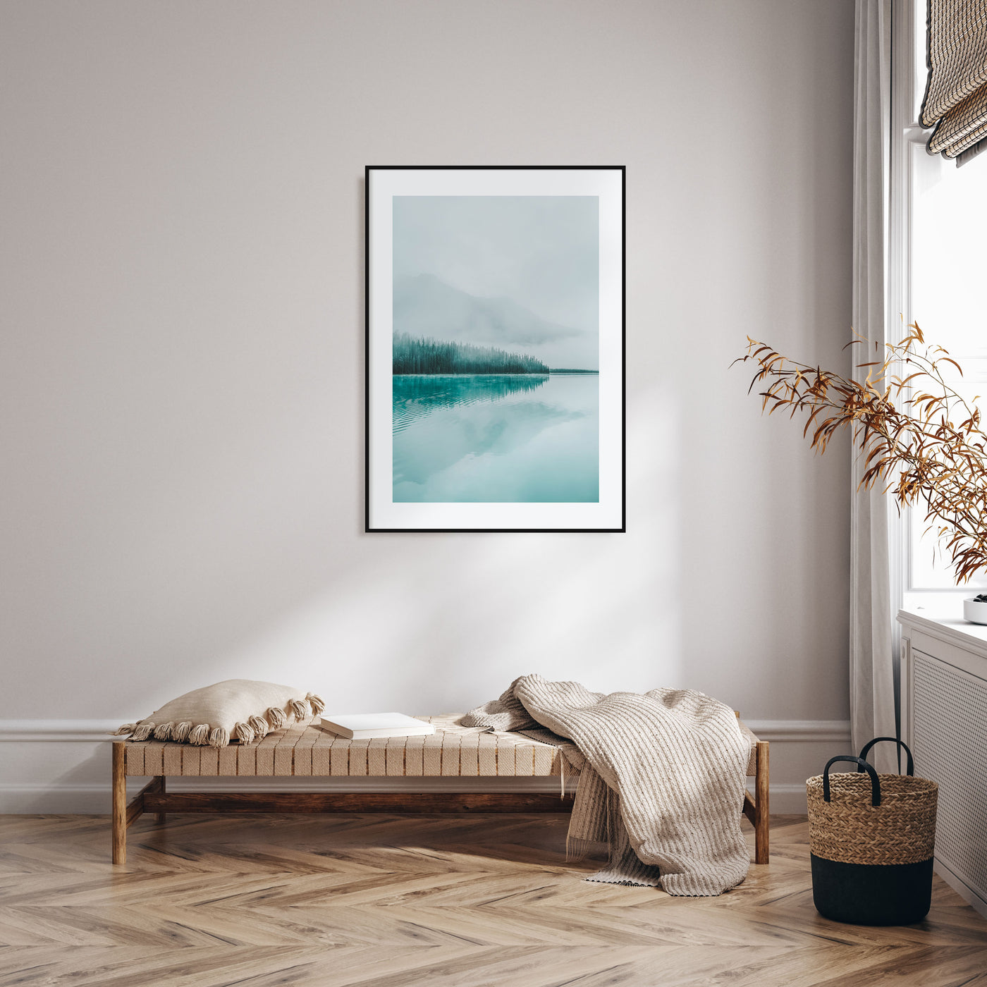 Foggy Lake Mountains Photo Color Poster