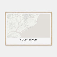 Folly Beach Map Landscape Poster