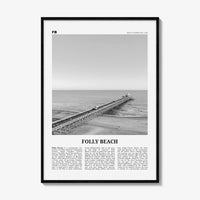 Folly Beach Print Black and White, Folly Beach Wall Art, Folly Beach Poster, Folly Beach Photo, Folly Beach Wall Décor, South Carolina, USA