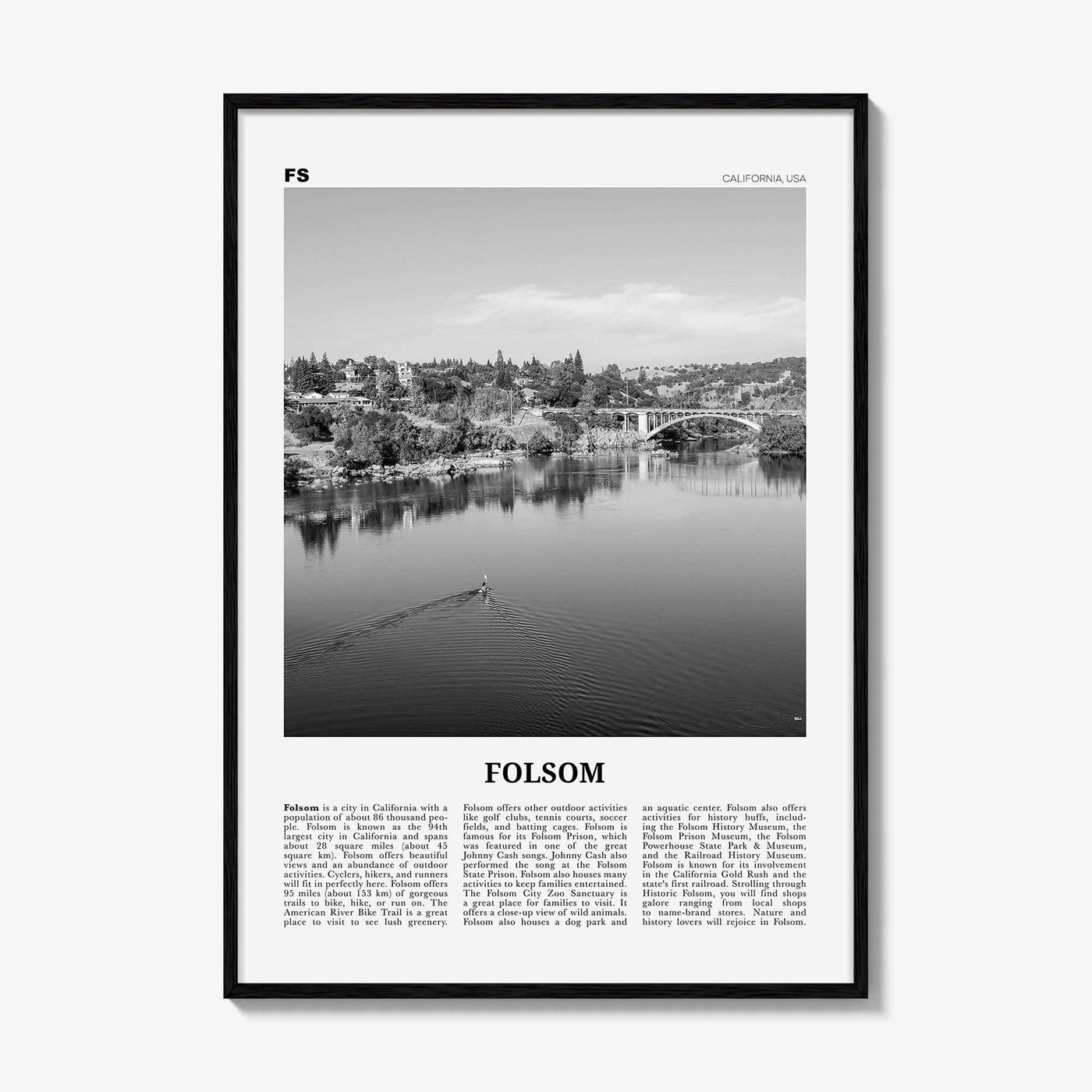 Folsom Print Black and White, Folsom Wall Art, Folsom Poster, Folsom Photo, Folsom Wall Décor, California, USA, United States