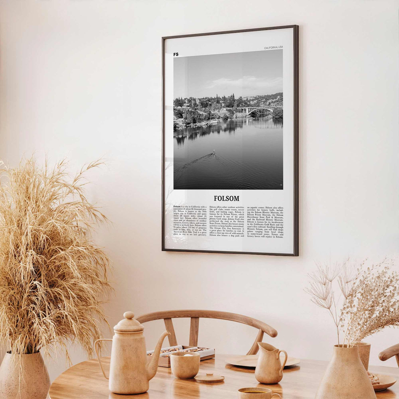 Folsom Print Black and White, Folsom Wall Art, Folsom Poster, Folsom Photo, Folsom Wall Décor, California, USA, United States