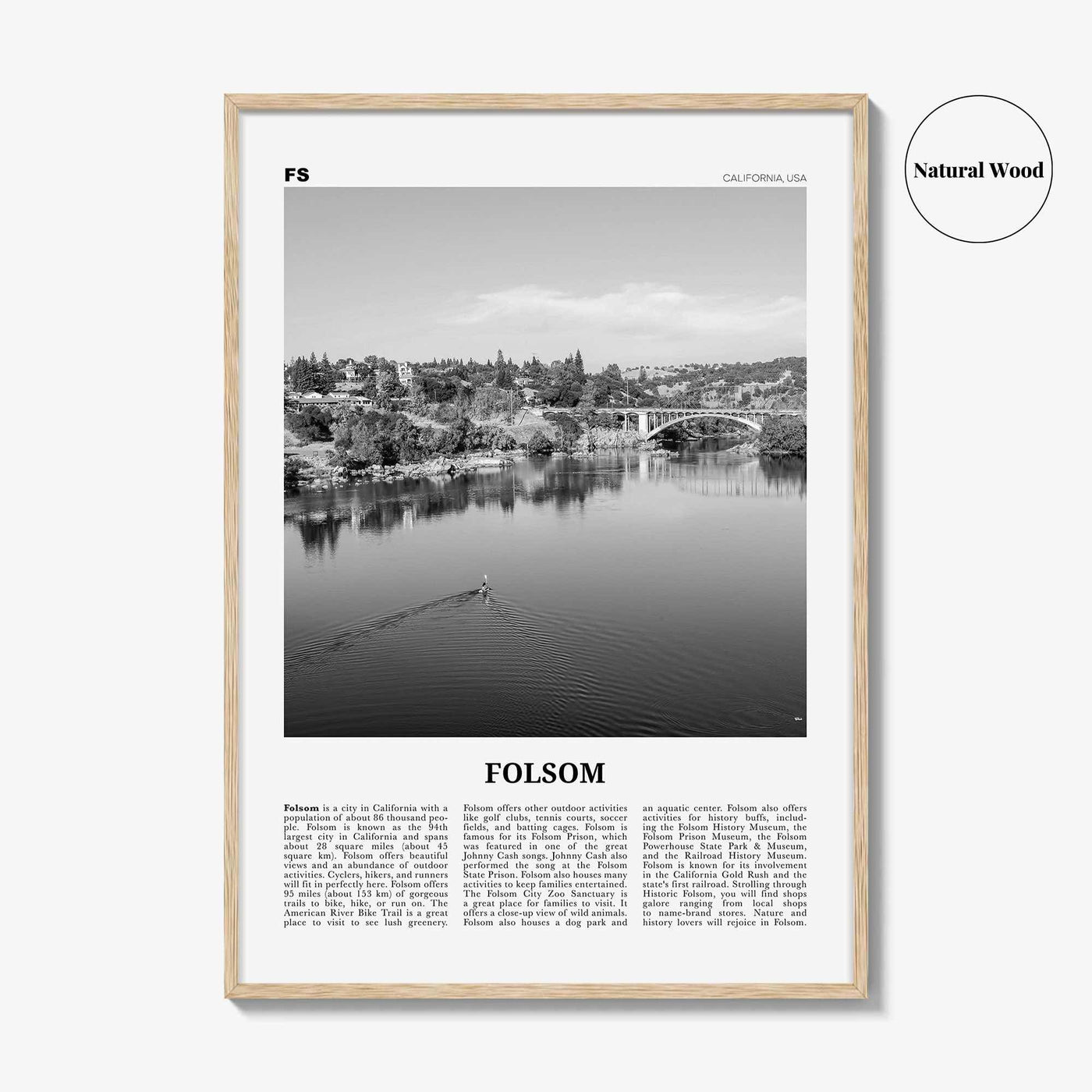 Folsom Print Black and White, Folsom Wall Art, Folsom Poster, Folsom Photo, Folsom Wall Décor, California, USA, United States