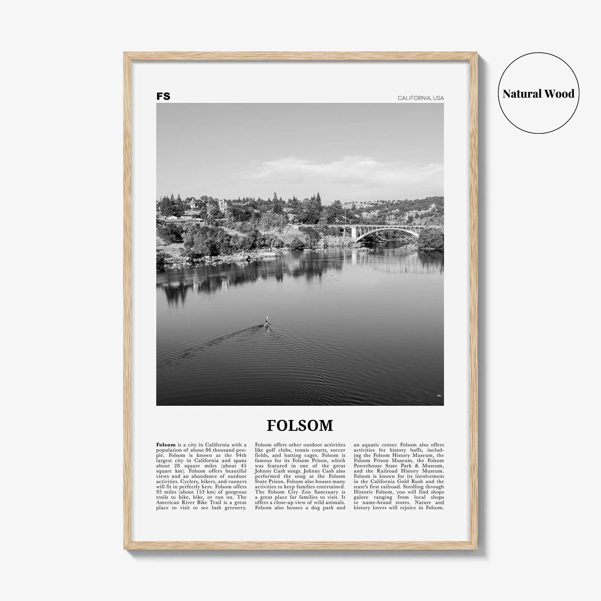 Folsom Print Black and White, Folsom Wall Art, Folsom Poster, Folsom Photo, Folsom Wall Décor, California, USA, United States