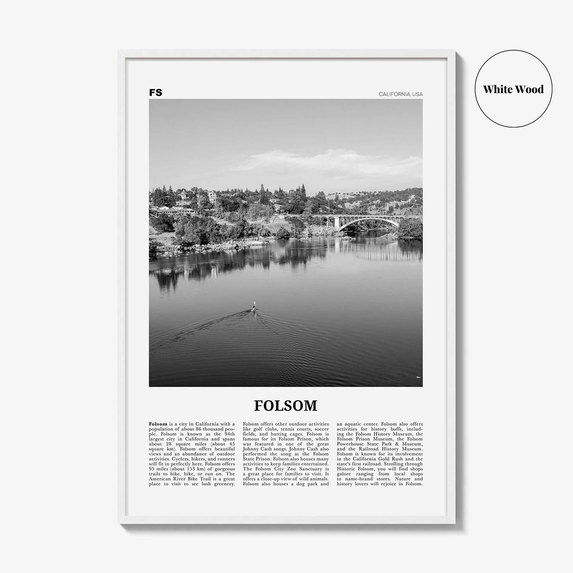 Folsom Print Black and White, Folsom Wall Art, Folsom Poster, Folsom Photo, Folsom Wall Décor, California, USA, United States