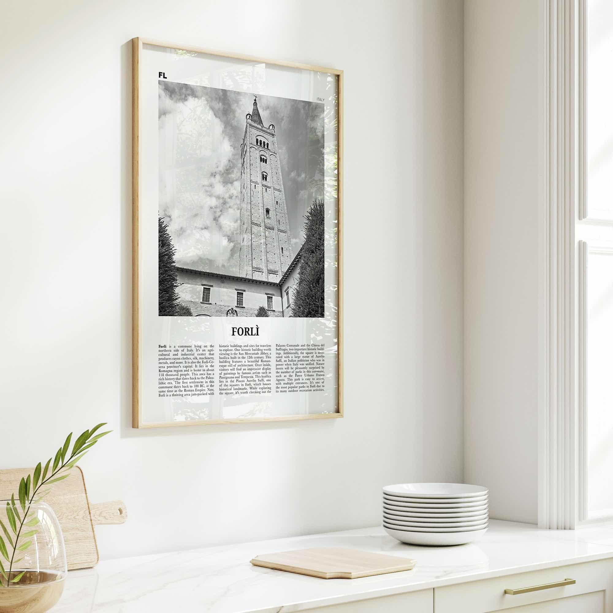 Forli Print Black and White, Forlì Wall Art, Forlì Poster, Forlì Photo, Forlì Wall Décor, Forlì Map, Italy
