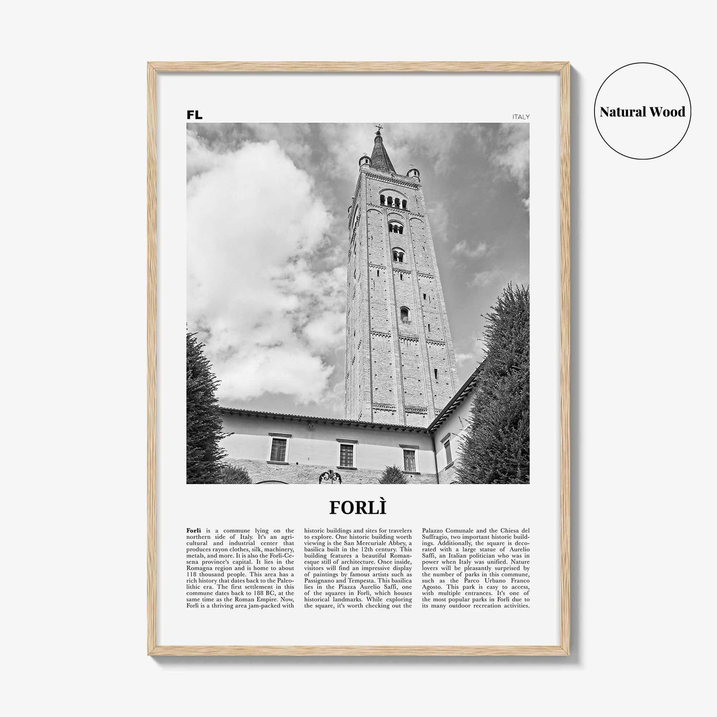 Forli Print Black and White, Forlì Wall Art, Forlì Poster, Forlì Photo, Forlì Wall Décor, Forlì Map, Italy