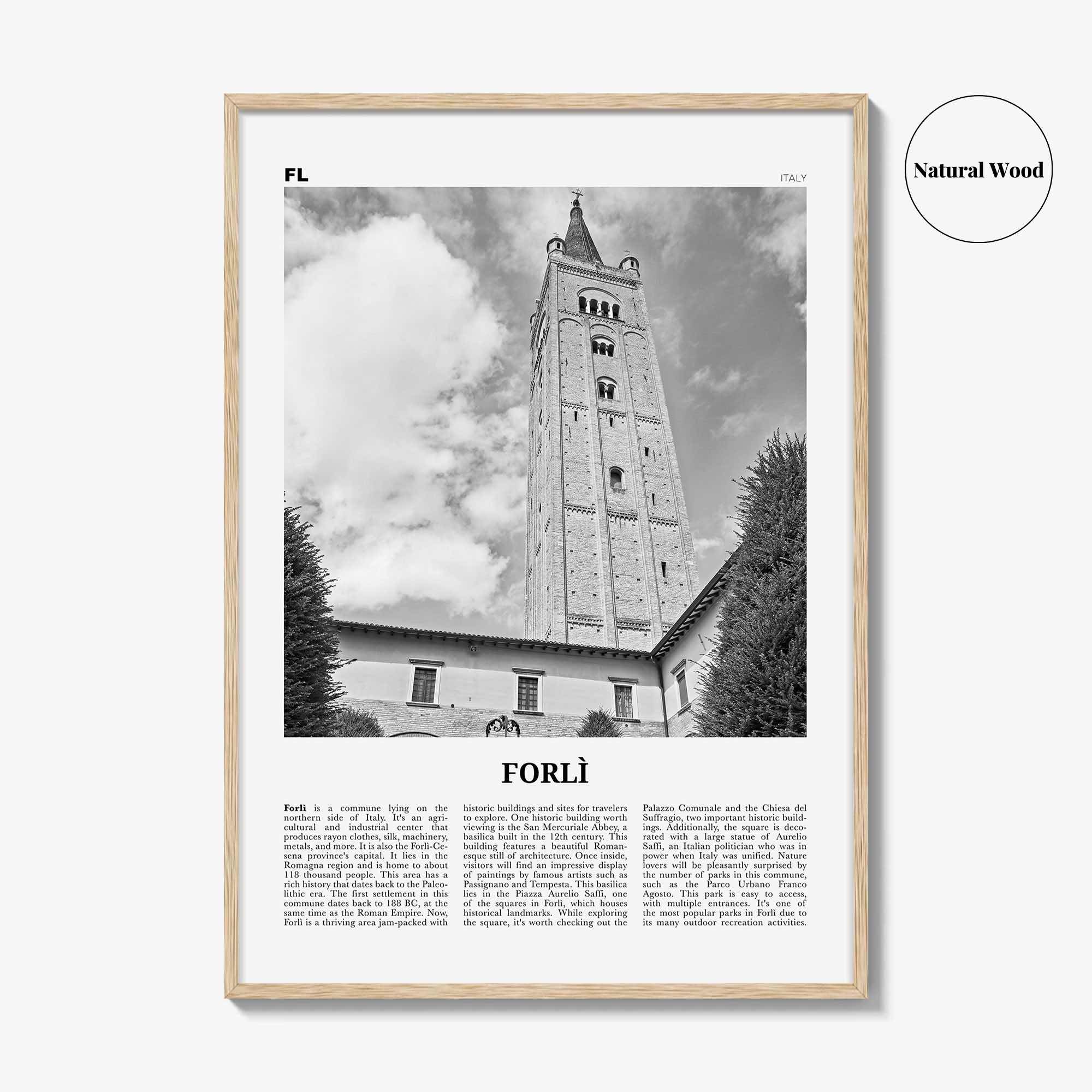 Forli Print Black and White, Forlì Wall Art, Forlì Poster, Forlì Photo, Forlì Wall Décor, Forlì Map, Italy