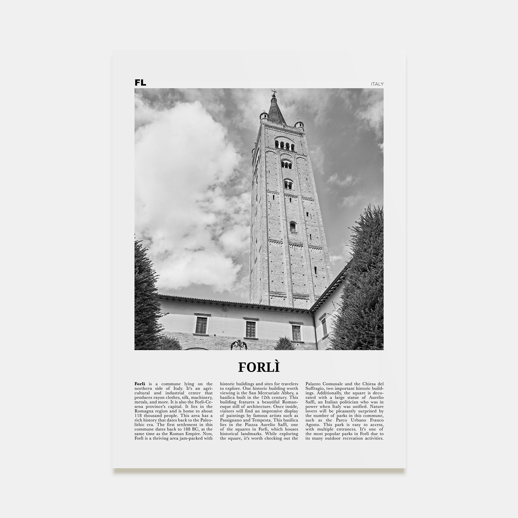 Forlì Travel B&W Poster