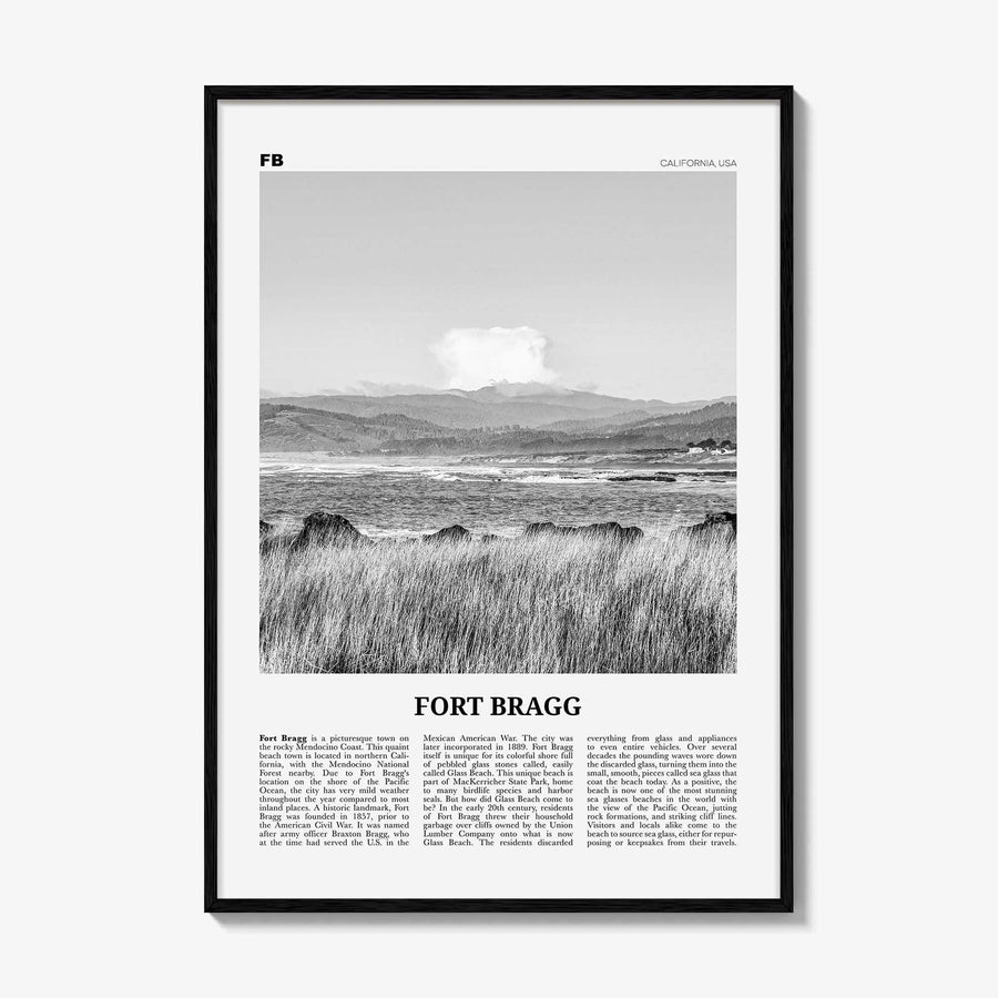 Fort Bragg Print Black and White, Fort Bragg Wall Art, Fort Bragg Poster, Fort Bragg Photo, California, USA, United States, North America