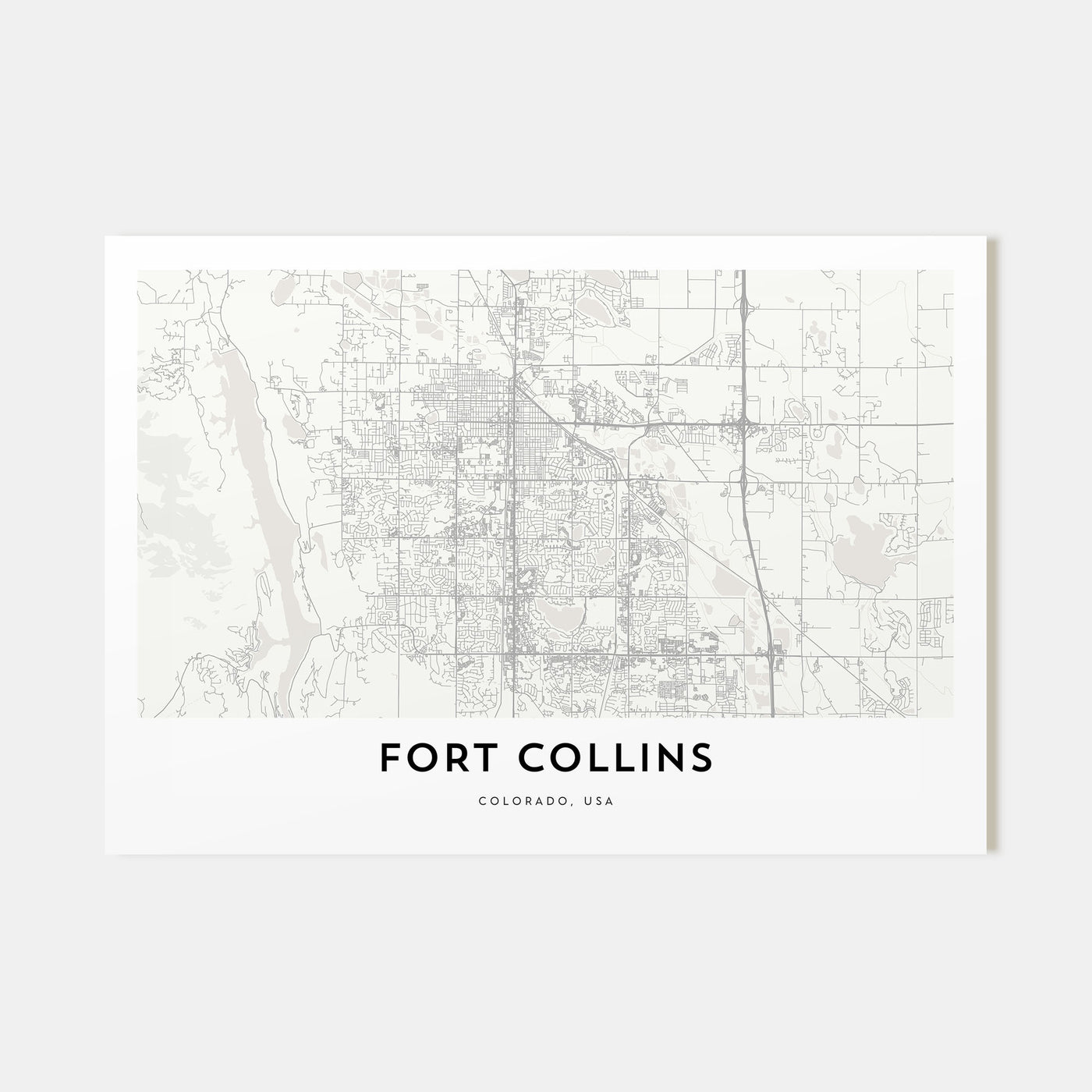 Fort Collins Map Landscape Poster