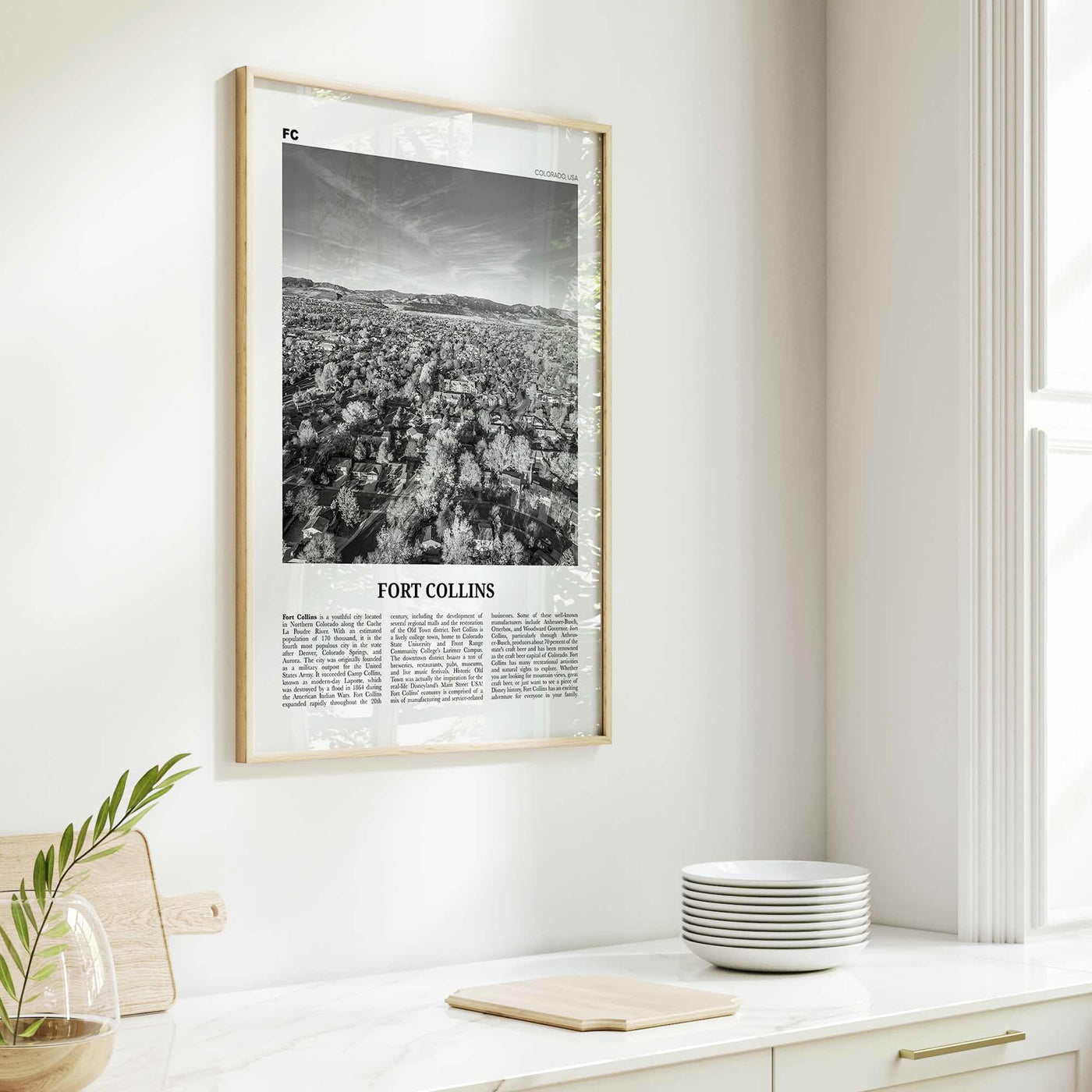 Fort Collins Print Black and White, Fort Collins Wall Art, Fort Collins Poster, Fort Collins Photo, Fort Collins Décor, Colorado, USA