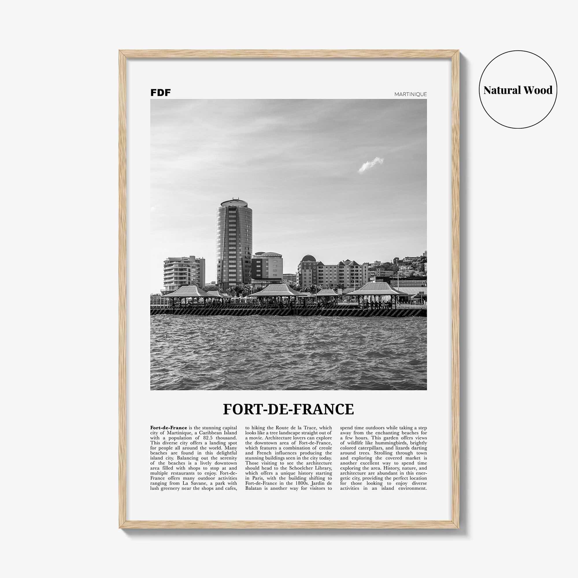 Fort De France Print Black and White, Fort-de-France Wall Art, Fort-de-France Poster, Fort-de-France Photo, Martinique