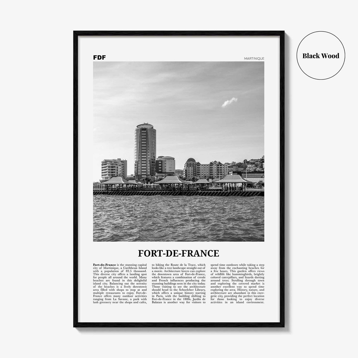Fort De France Print Black and White, Fort-de-France Wall Art, Fort-de-France Poster, Fort-de-France Photo, Martinique