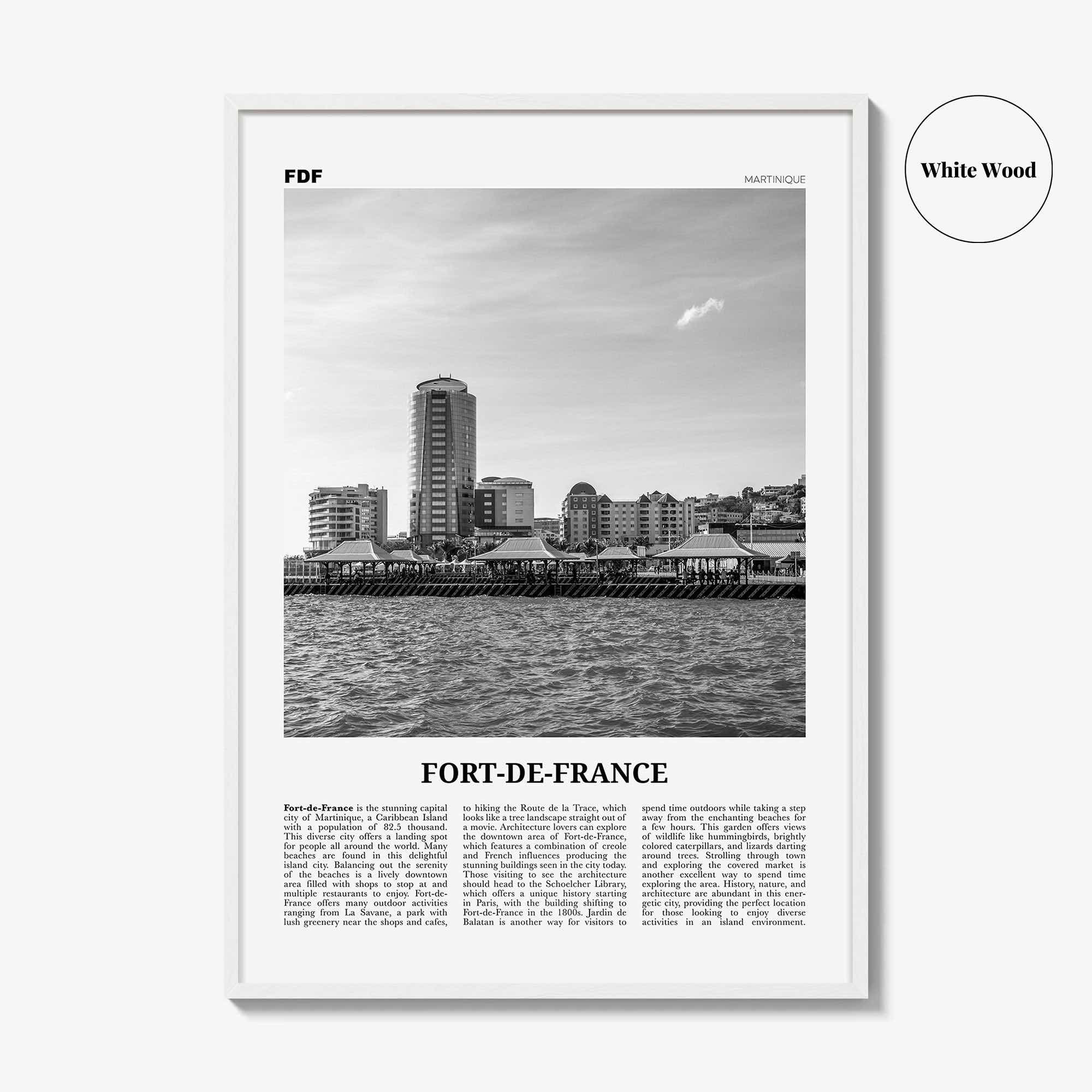 Fort De France Print Black and White, Fort-de-France Wall Art, Fort-de-France Poster, Fort-de-France Photo, Martinique