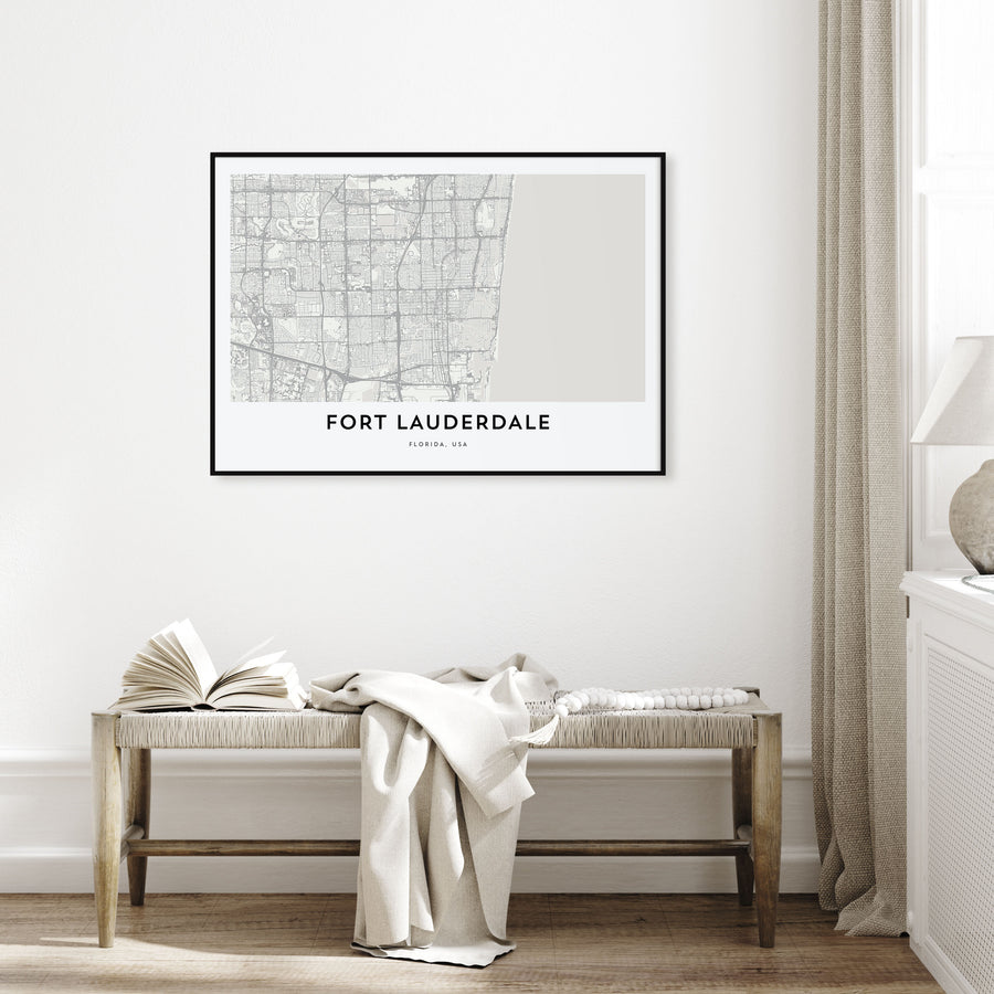 Fort Lauderdale Map Landscape Poster