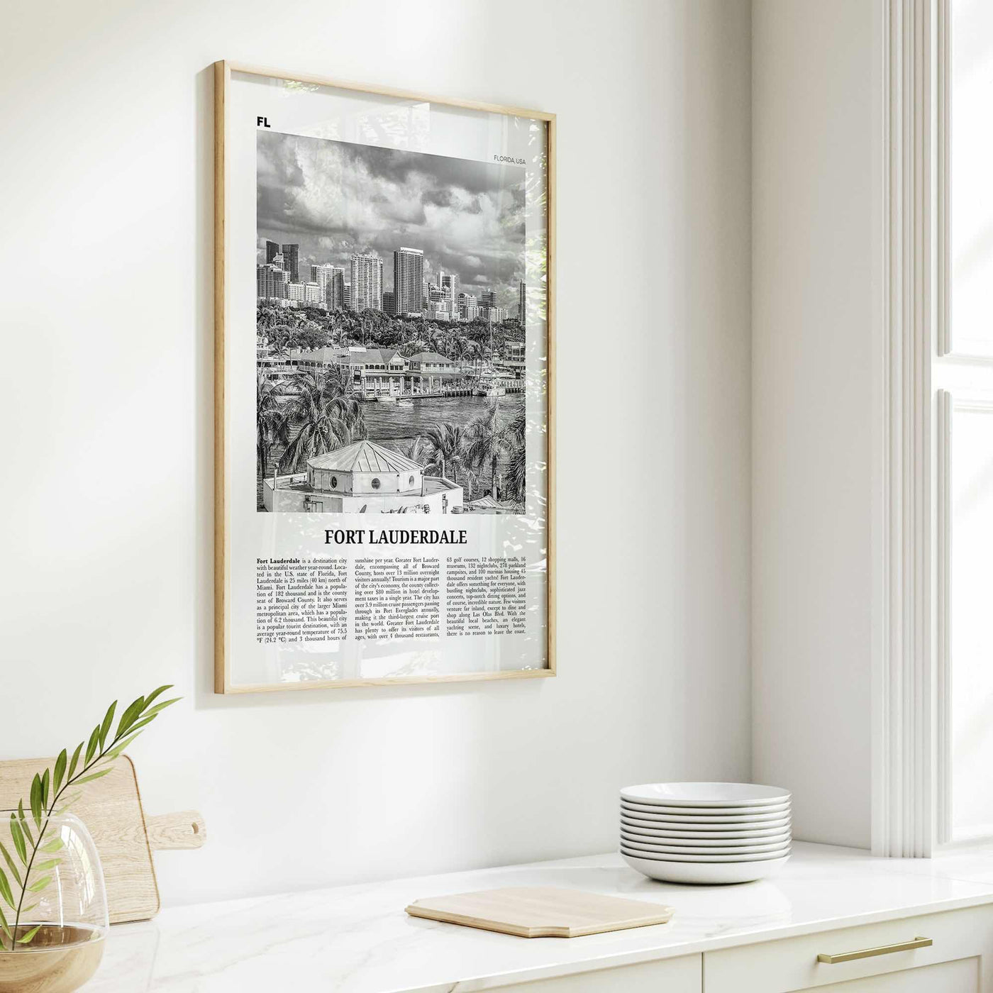 Fort Lauderdale Print Black and White No 1, Fort Lauderdale Wall Art, Fort Lauderdale Poster, Fort Lauderdale USA, United States