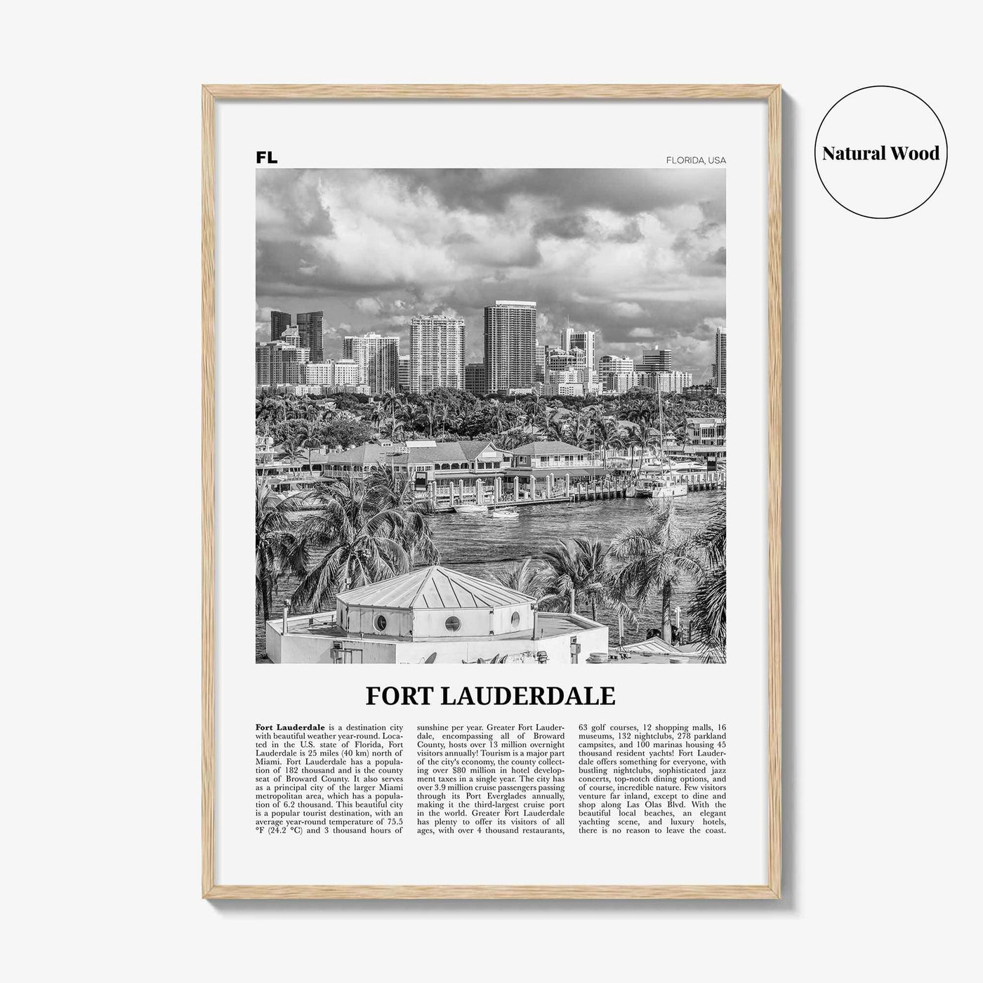Fort Lauderdale Print Black and White No 1, Fort Lauderdale Wall Art, Fort Lauderdale Poster, Fort Lauderdale USA, United States