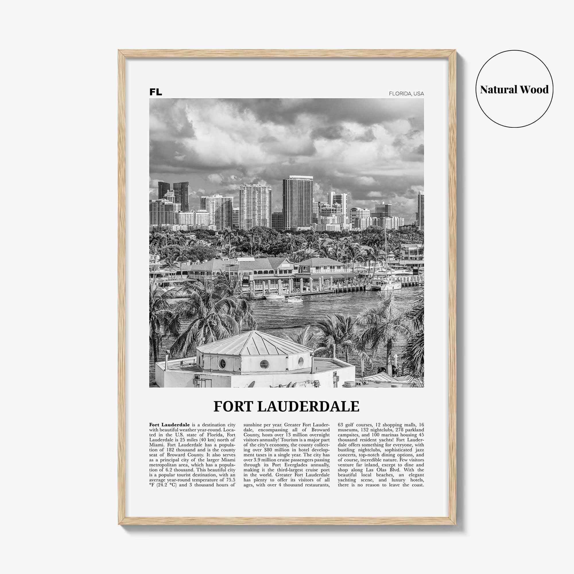 Fort Lauderdale Print Black and White No 1, Fort Lauderdale Wall Art, Fort Lauderdale Poster, Fort Lauderdale USA, United States