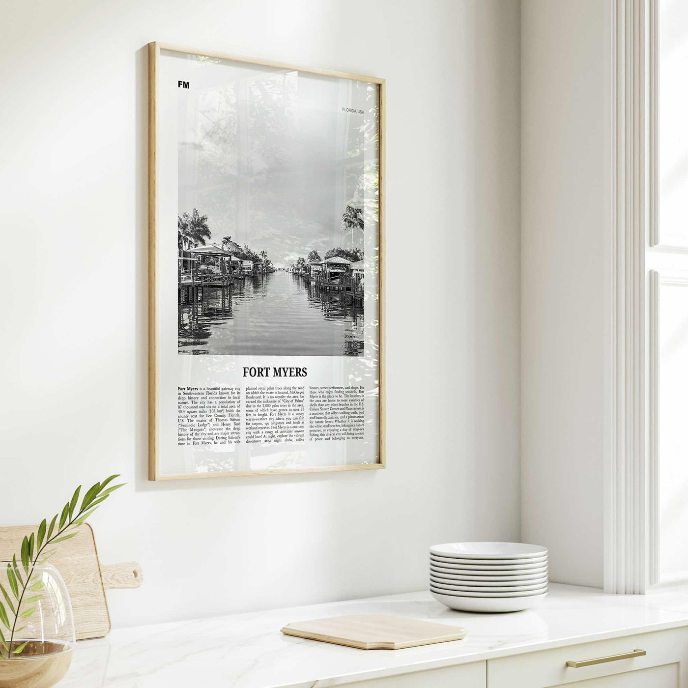 Fort Myers Print Black and White, Fort Myers Wall Art, Fort Myers Poster, Fort Myers Photo, Fort Myers Décor, Florida, USA, United States