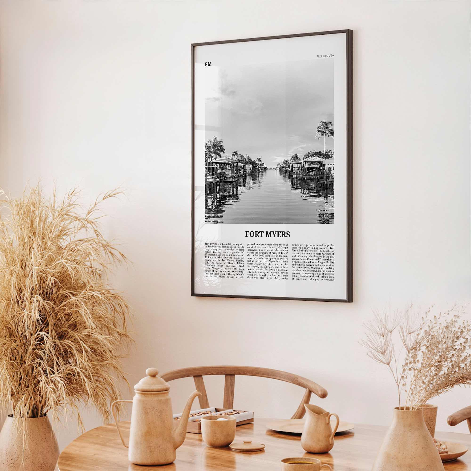 Fort Myers Print Black and White, Fort Myers Wall Art, Fort Myers Poster, Fort Myers Photo, Fort Myers Décor, Florida, USA, United States