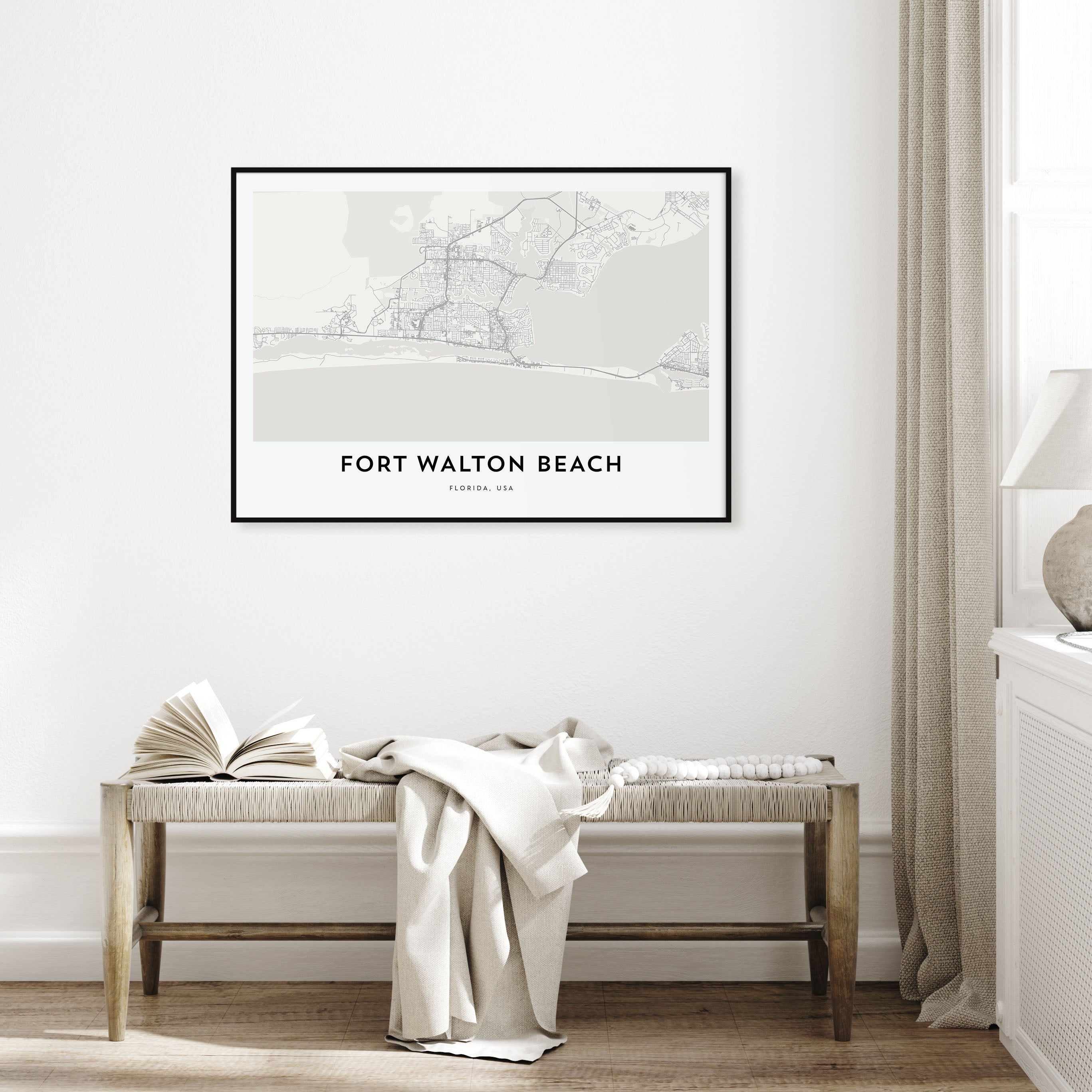 Fort Walton Beach Map Landscape Poster