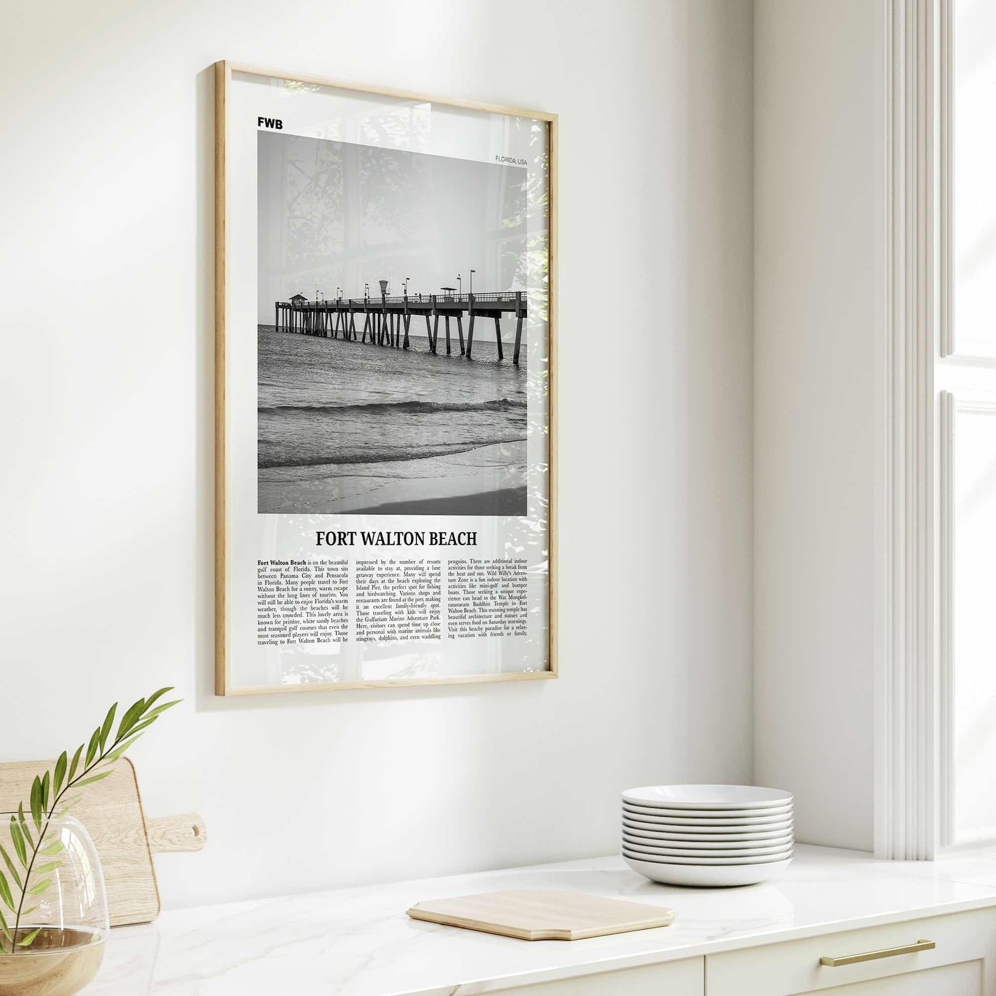 Fort Walton Beach Print Black and White No 1, Fort Walton Beach Wall Art, Fort Walton Beach Poster, Fort Walton Beach Photo, Florida, USA