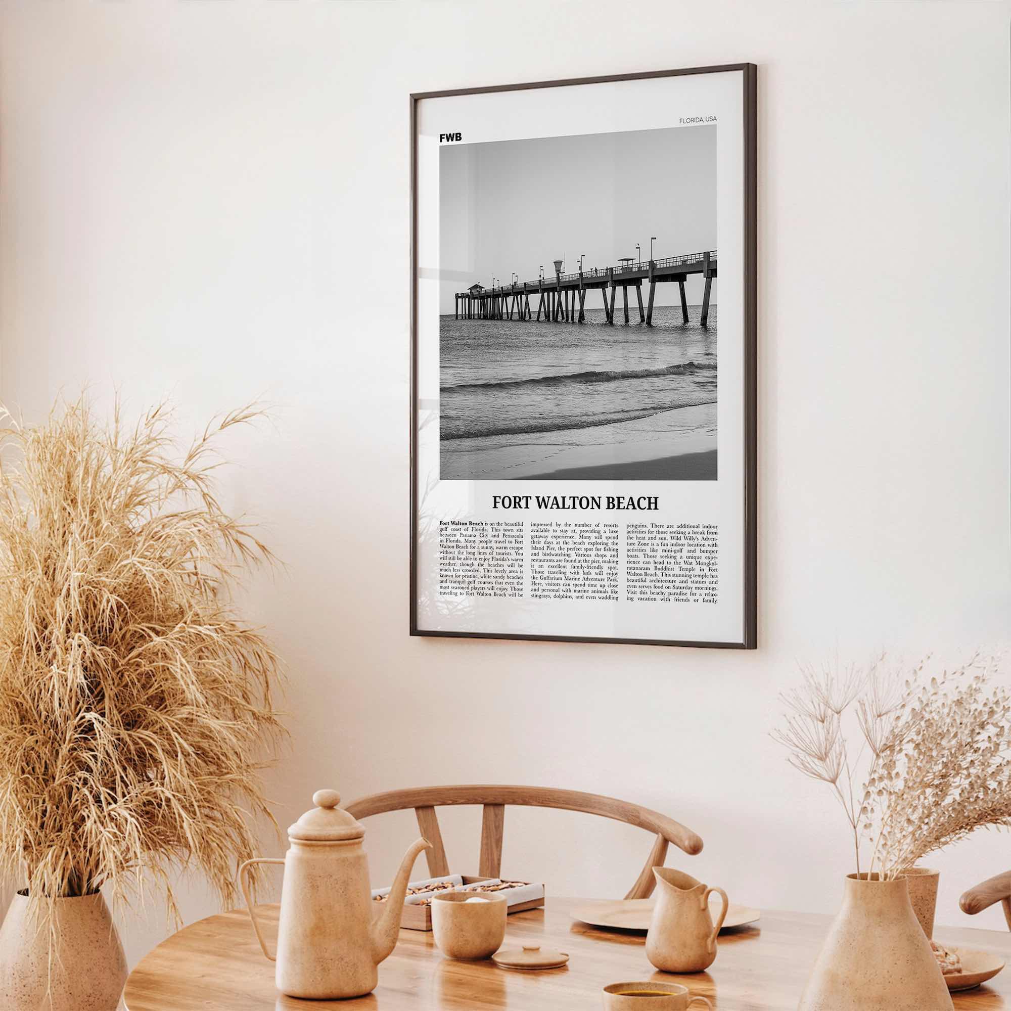 Fort Walton Beach Print Black and White No 1, Fort Walton Beach Wall Art, Fort Walton Beach Poster, Fort Walton Beach Photo, Florida, USA