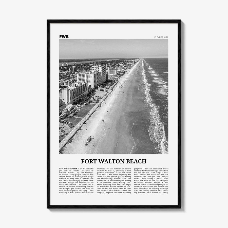 Fort Walton Beach Print Black and White No 2, Fort Walton Beach Wall Art, Fort Walton Beach Poster, Fort Walton Beach Photo, United States
